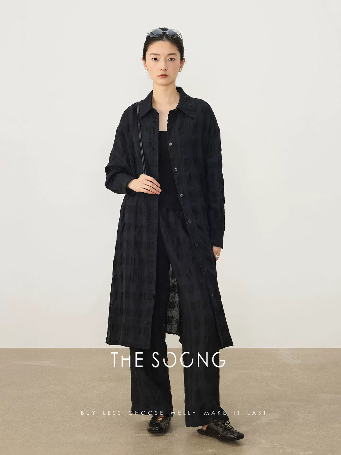 THESOONG/春季新品休闲亚麻时尚套装女长袖开衫HWCS8533/HWQZ8534