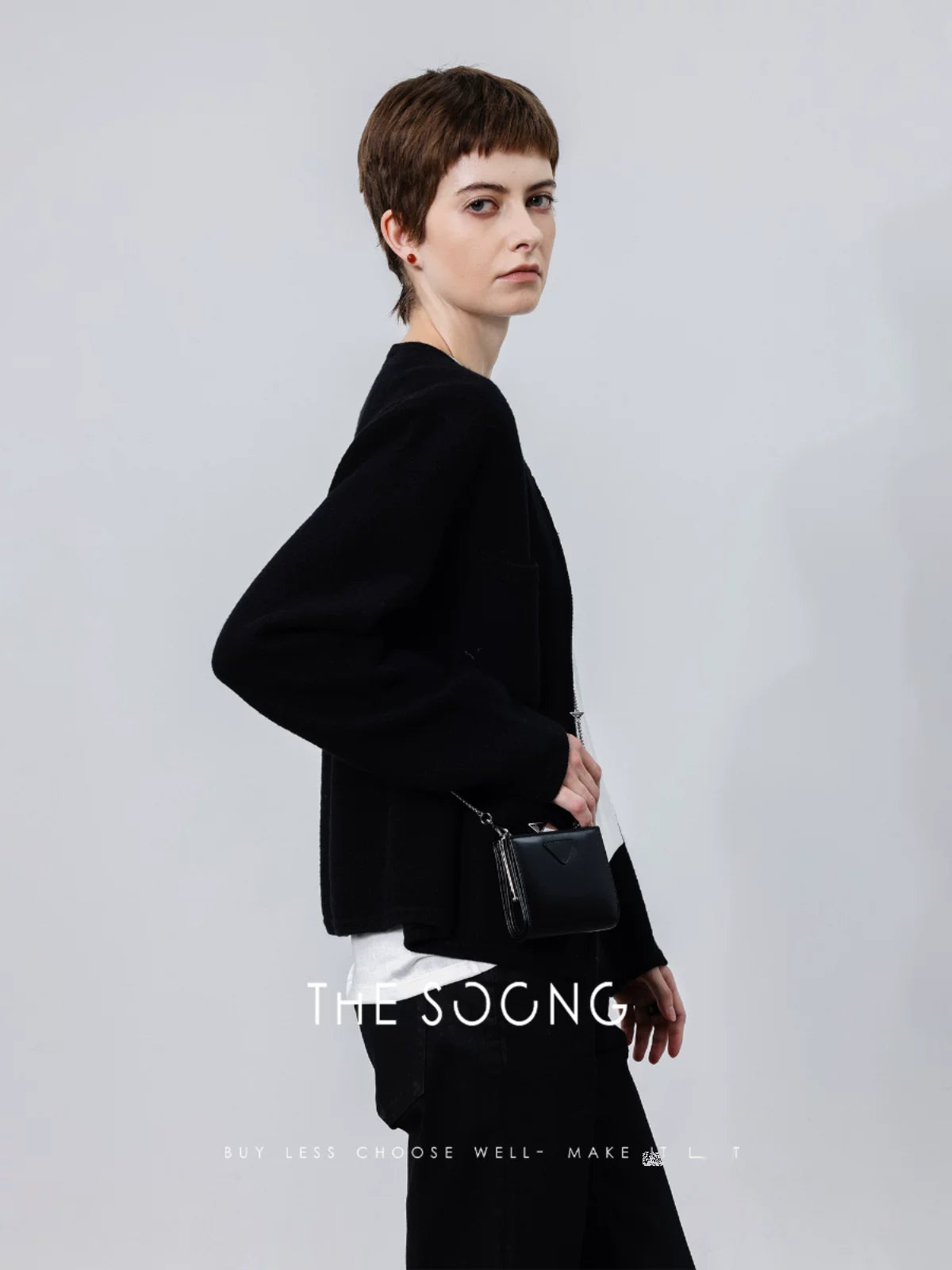 THESOONG/Cowhide Card Bag Niche Design Pure Handmade Top-Grain Calf Leather Chain Versatile Crossbody Bag