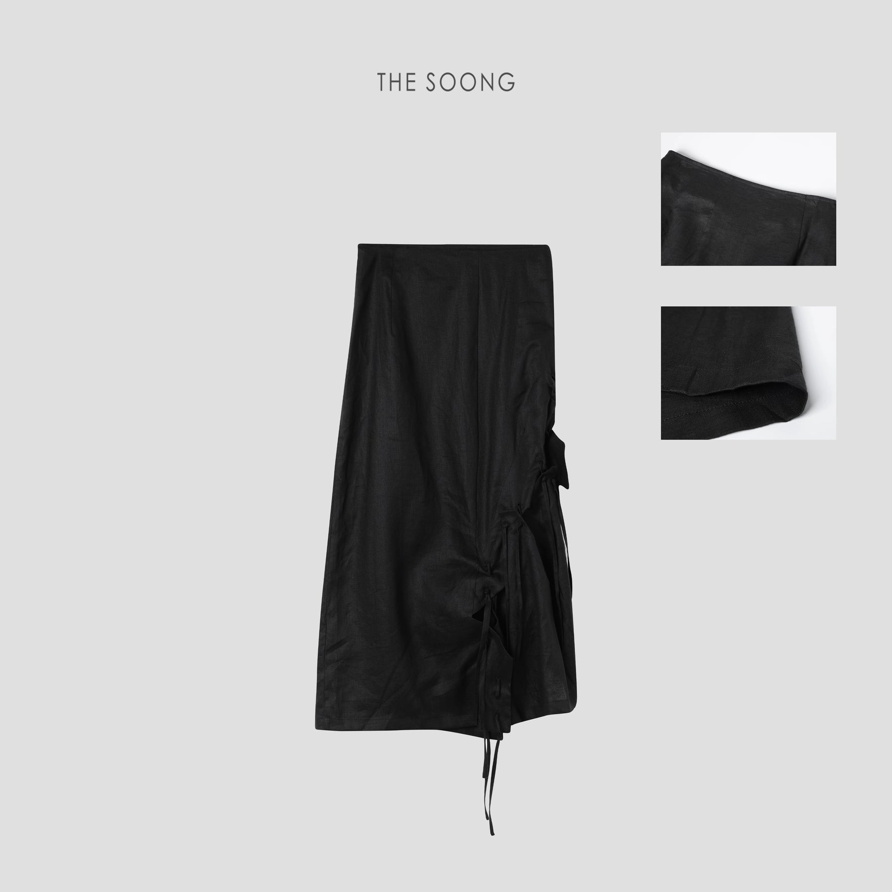 THESOONG/Lively and Simple Elegant Linen Mid-Length Skirt Summer Skin-Friendly Draped Irregular Slit Long Skirt 4591