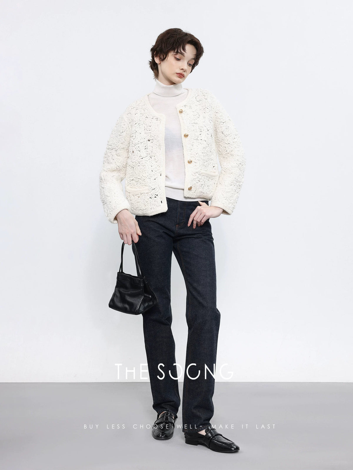【Clearance Sale of Discontinued Sizes】980g Hand-spun Icelandic Wool Vintage-style Rope Embroidered Spring Women's Long-sleeve BMY222956