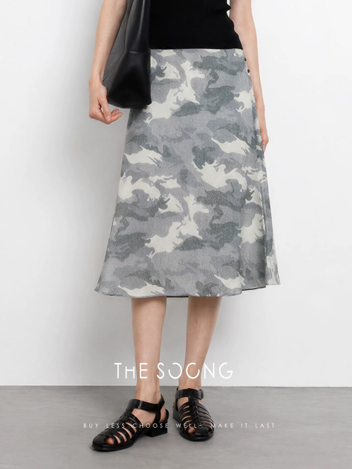 THESOONG/Camouflage Print Mermaid Hem Skirt Women's Summer High Waist Slim Relaxed Mid-length Skirt 9413