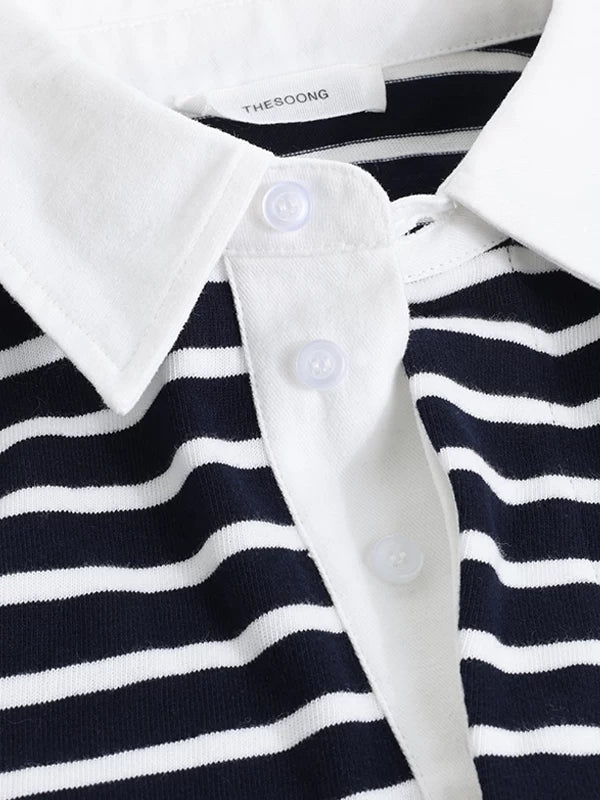 THESOONG/Coastline 100% Twill Cotton Yarn-Dyed Brushed Casual Structured Polo Collar Sweatshirt 9288