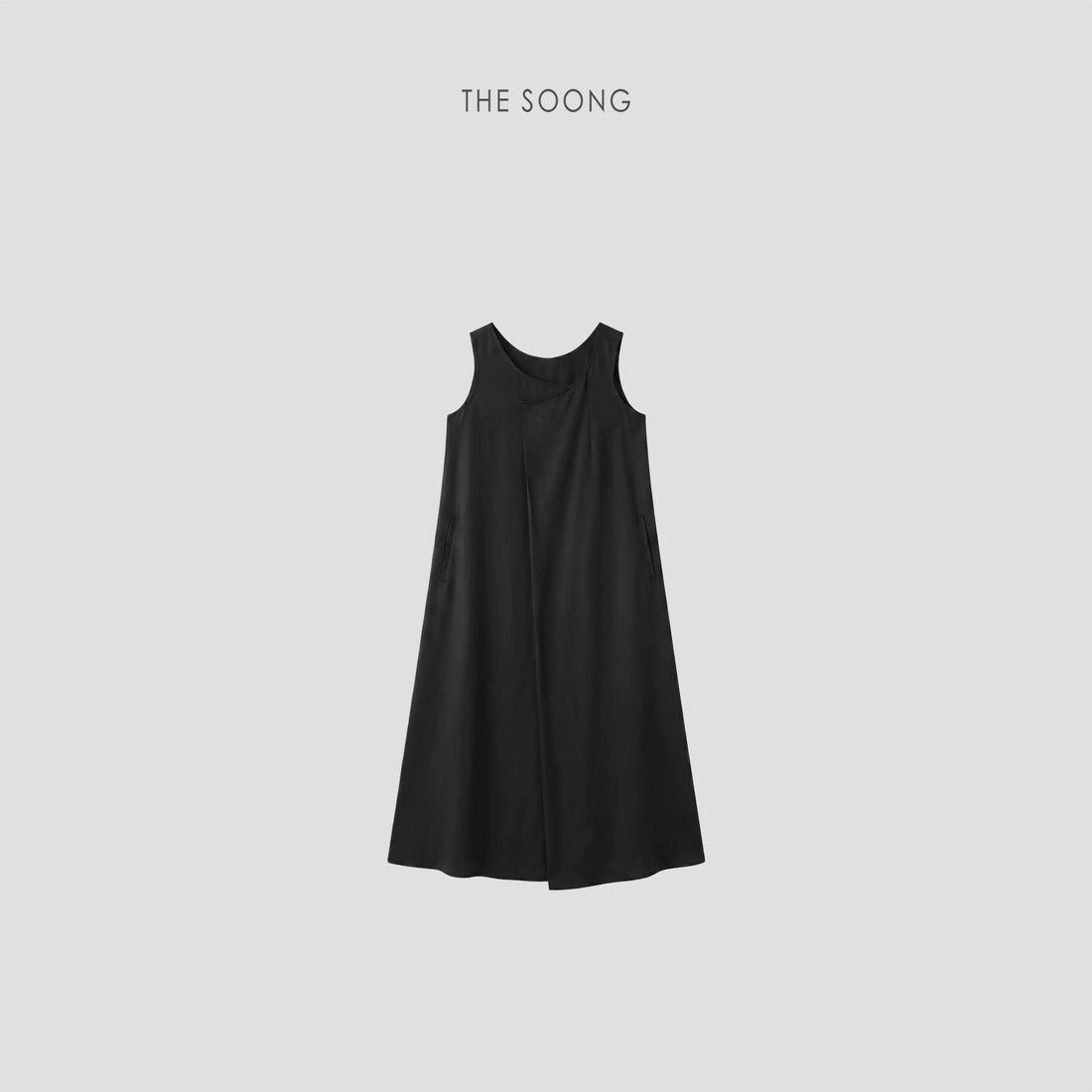 THESOONG/Flowing Like a Waterfall Summer Thin 100% Tencel Asymmetric Sleeveless Dress 5958