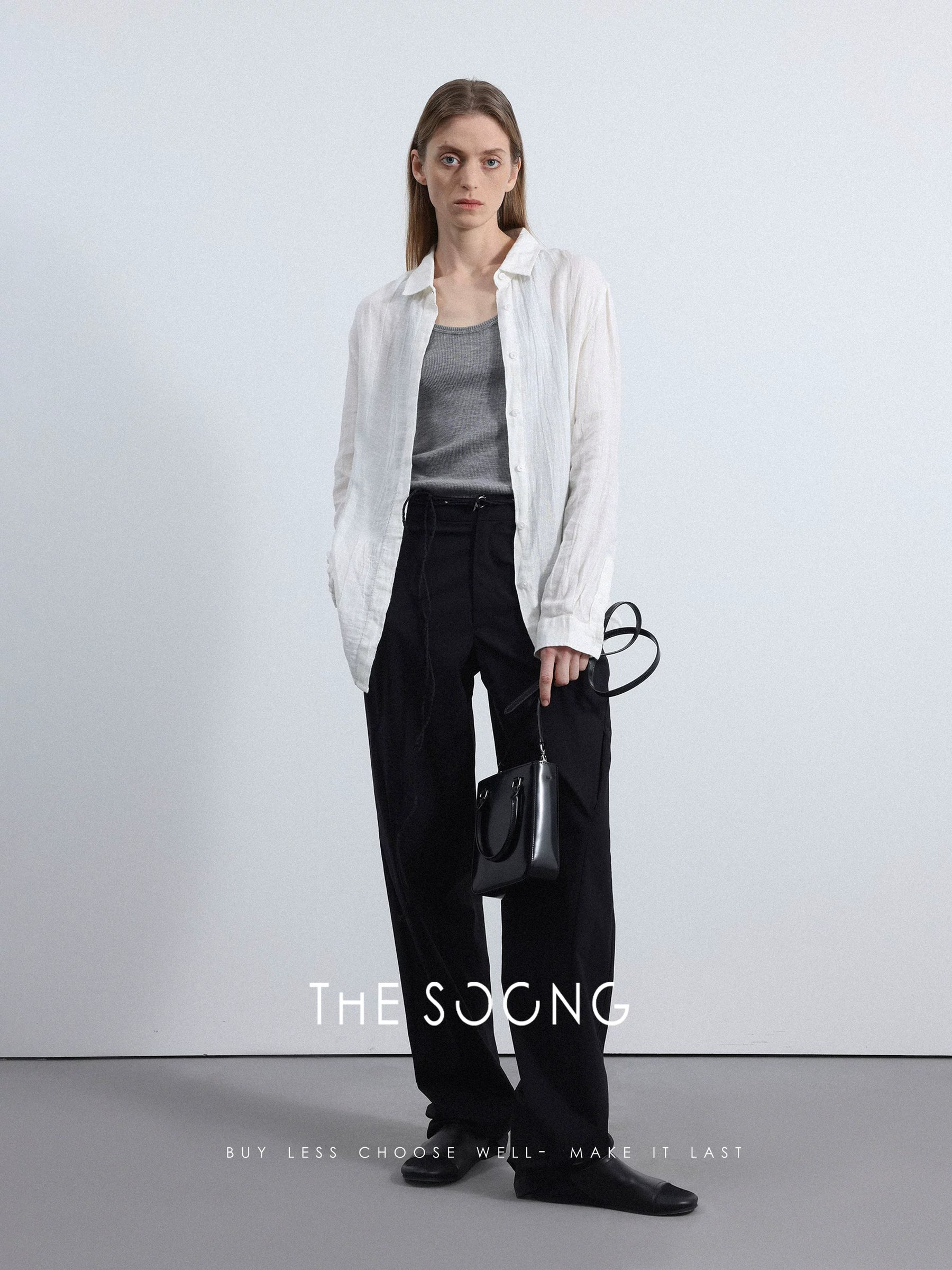 THESOONG/Tailored Fashion Pants Handwoven Waist Drawstring Draped Elastic Wide-Leg Casual Pants 8048