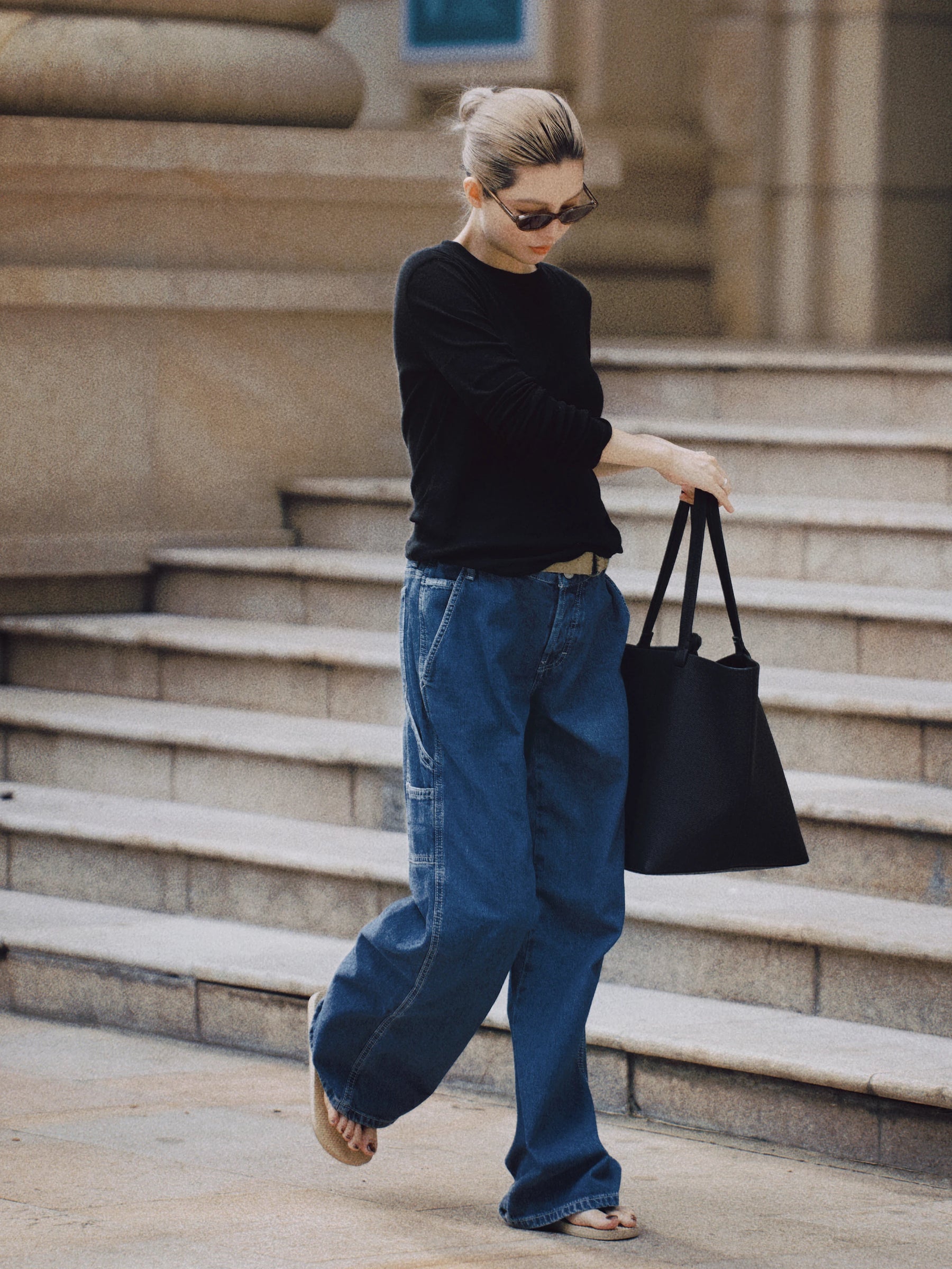 THESOONG/Japanese Okayama Denim 90s Retro Classic YKK Zipper Mid-Low Waist Wide-Leg Jeans 9095