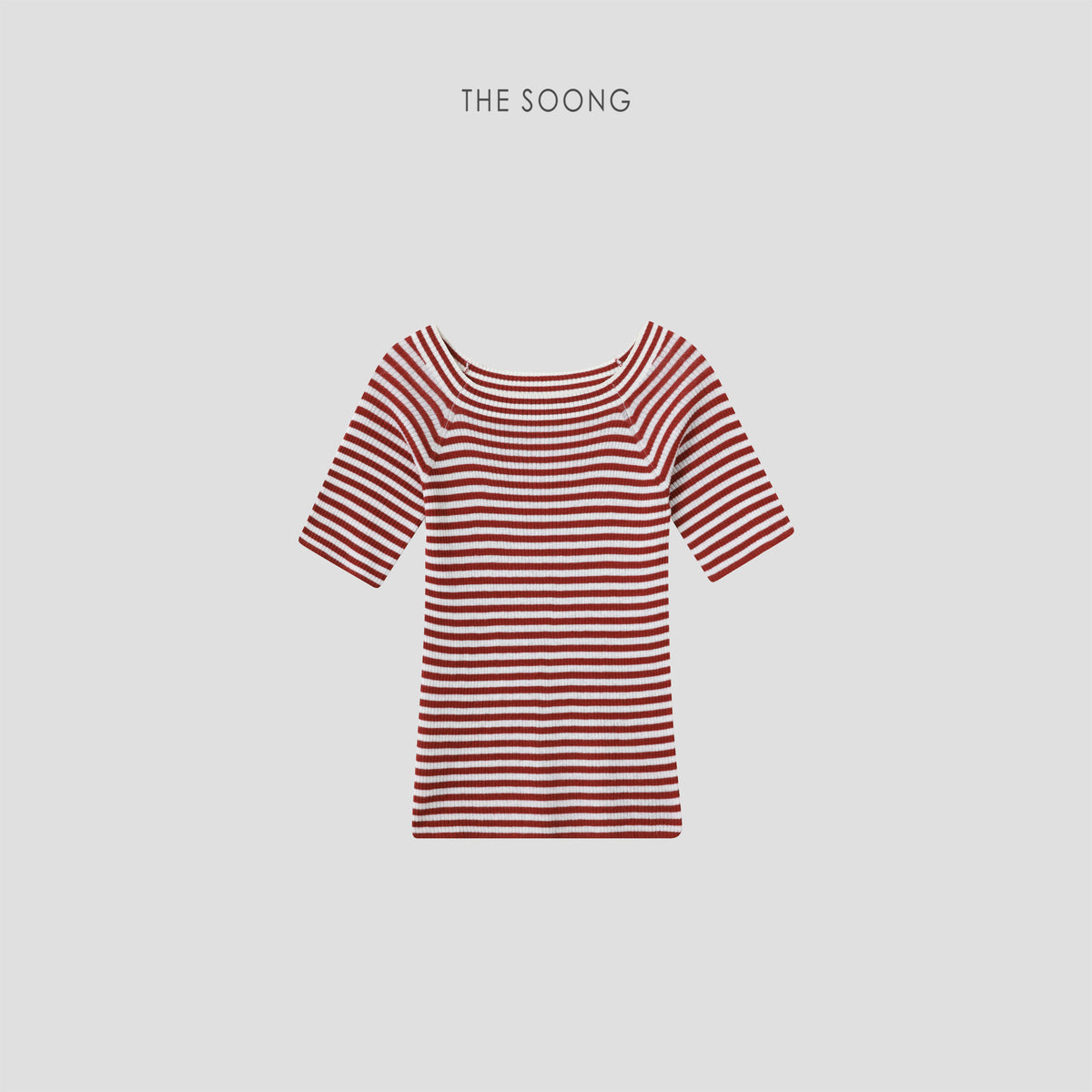 THESOONG / "Classic Versatile" French Stripe Soft Color Short Sleeve Top 9067