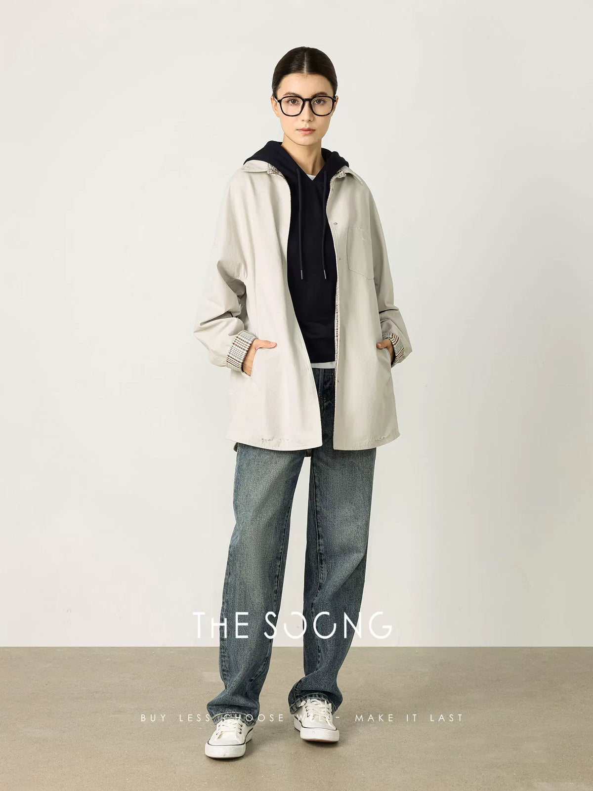 THESOONG/ Minimalist Denim for Women, Spring New Mid-rise Slimming Narrow Straight Long Pants 3060