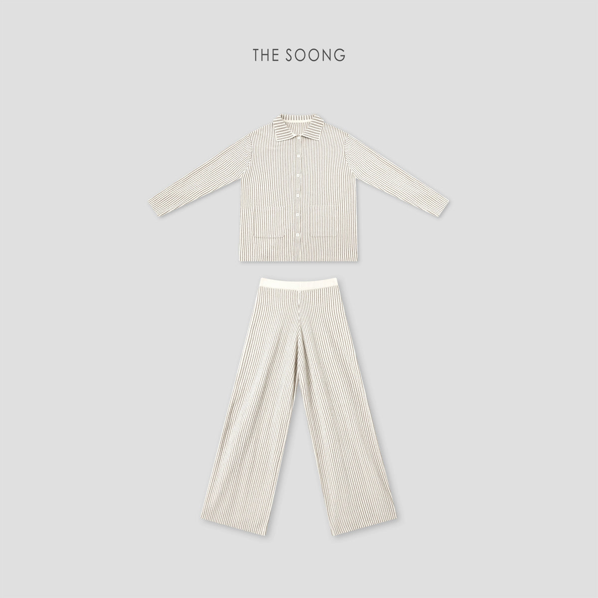 THESOONG/Minimalist Stripes Retro Small Nizhong Two-Tone Yarn Striped Home Pajama Set 8114/8116