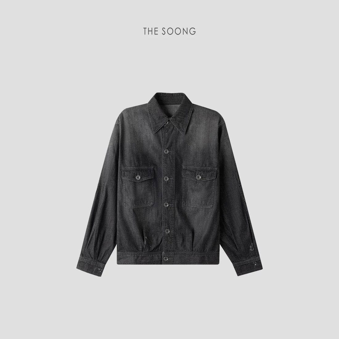 THESOONG/100% pure cotton vintage handcrafted distressed washed denim shirt jacket for women 7681