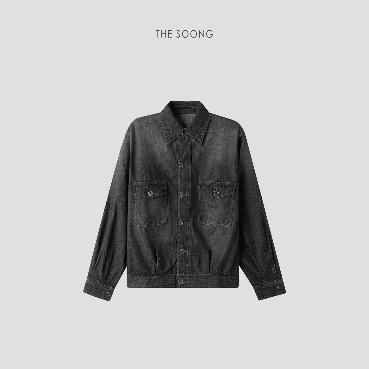 THESOONG/100% pure cotton vintage handcrafted distressed washed denim shirt jacket for women 7681