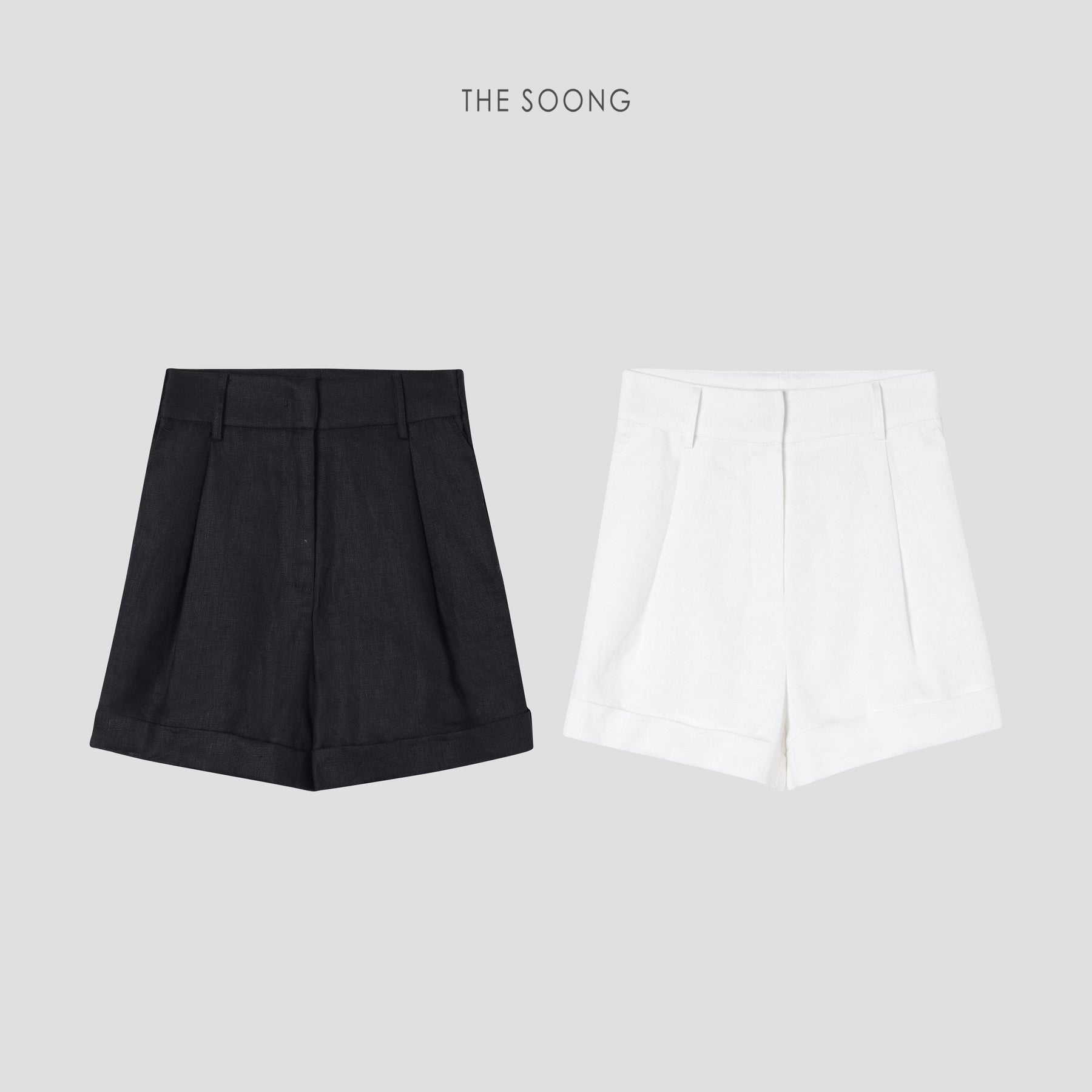 THESOONG/French Vintage 100% Selected Linen Minimal Mid-Waist Slim A-Line Casual Blazer Shorts