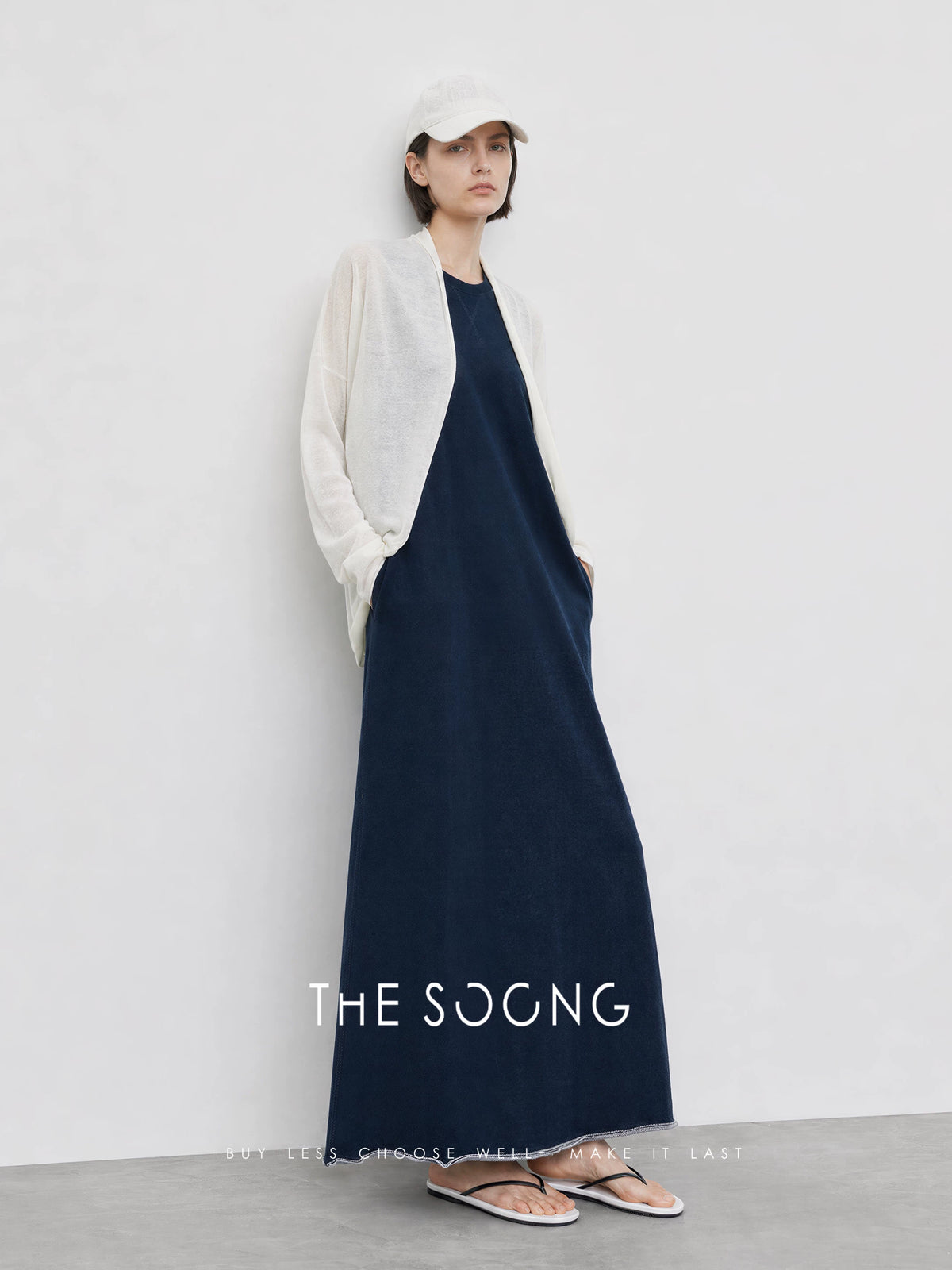 THESOONG/Soft Draped Collarless Knit Cardigan Women Lyocell Linen Thin Top HWCS9329