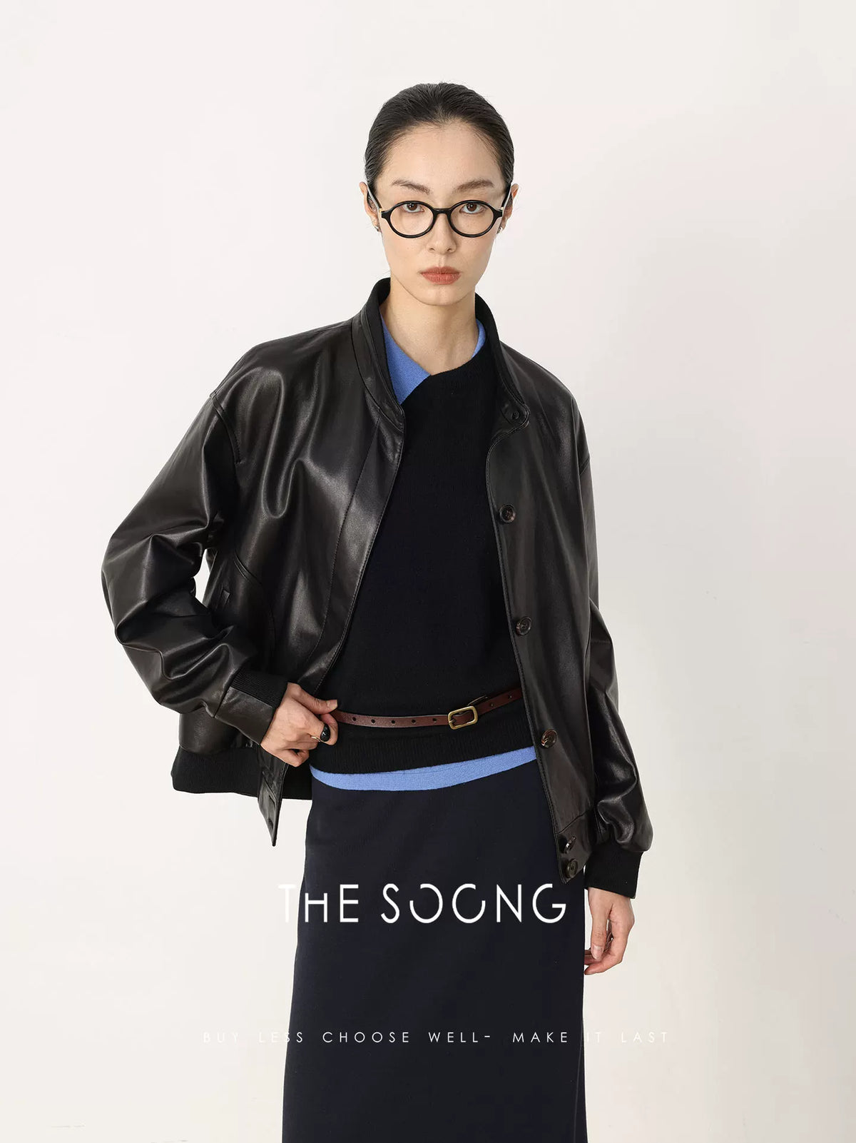THESOONG/Flexible UK Imported High-Quality Sheepskin Crew Neck Jacket for Women HWPY8722
