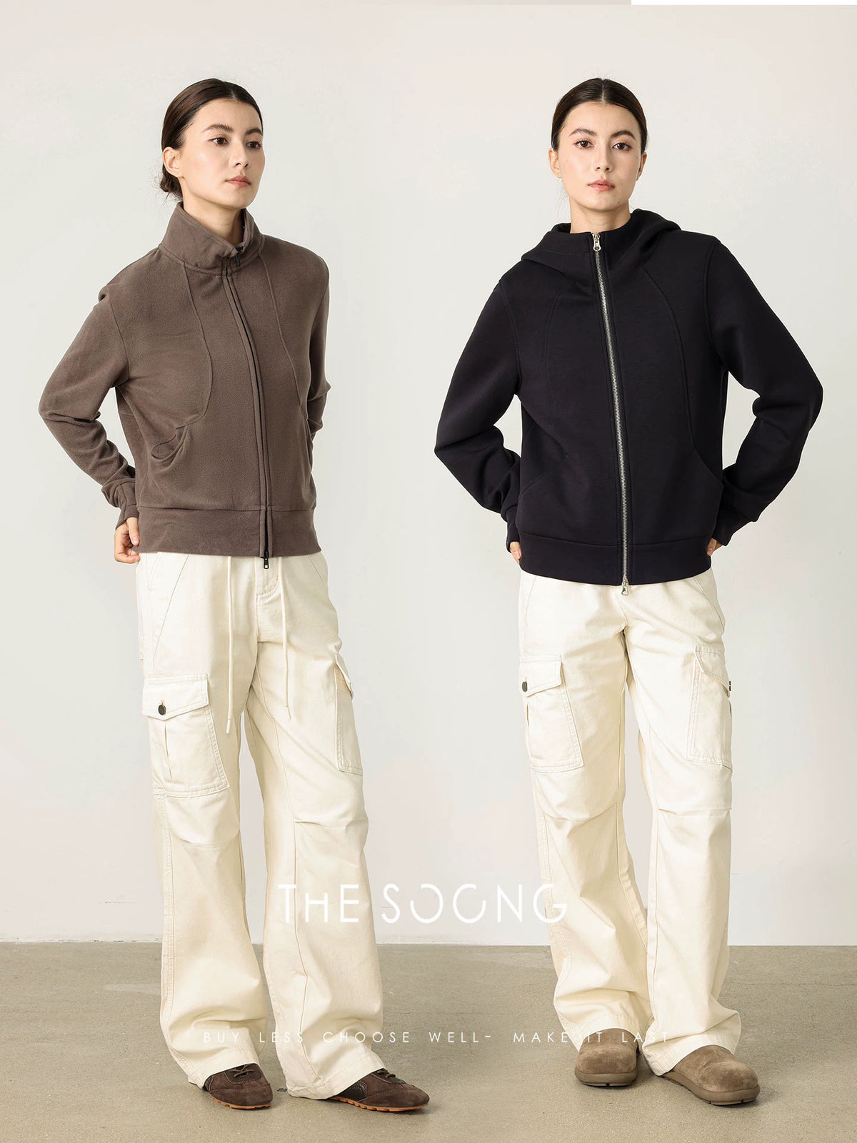 THESOONG / Heavyweight Retro Work Pants for Women Straight Cut Petite Cool Hiking Autumn HWKZ7514