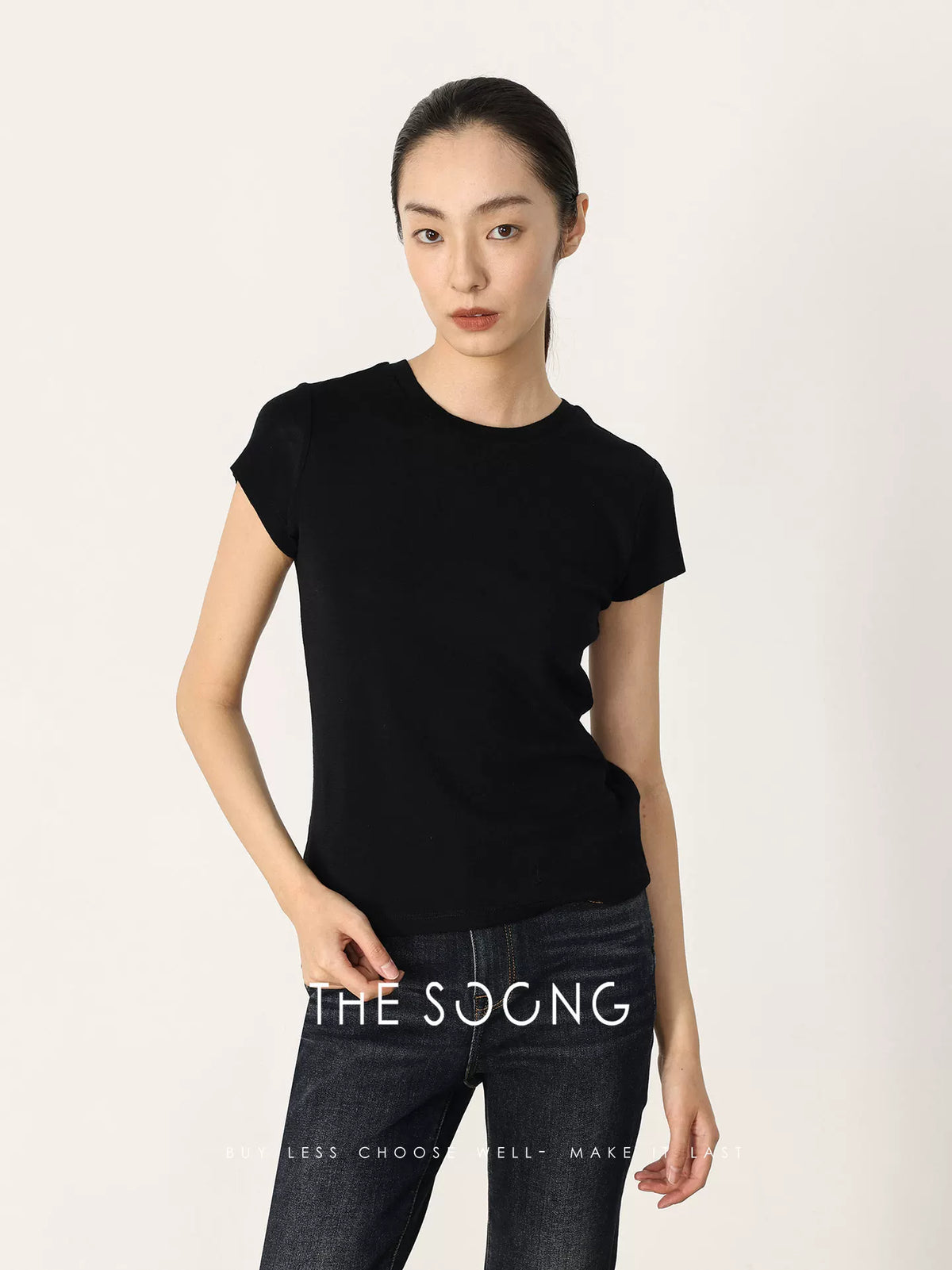 THESOONG/Zero-Feeling Skin-Friendly 100% Extra-Fine High-Count Merino Wool Lightweight Short-Sleeve Round-Neck T-Shirt for Women