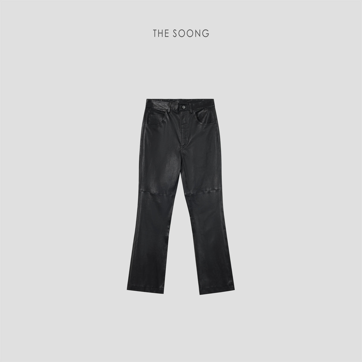 THESOONG/matte sharpness, selected imported British sheepskin high-waist slight-flare women’s leather pants 9145