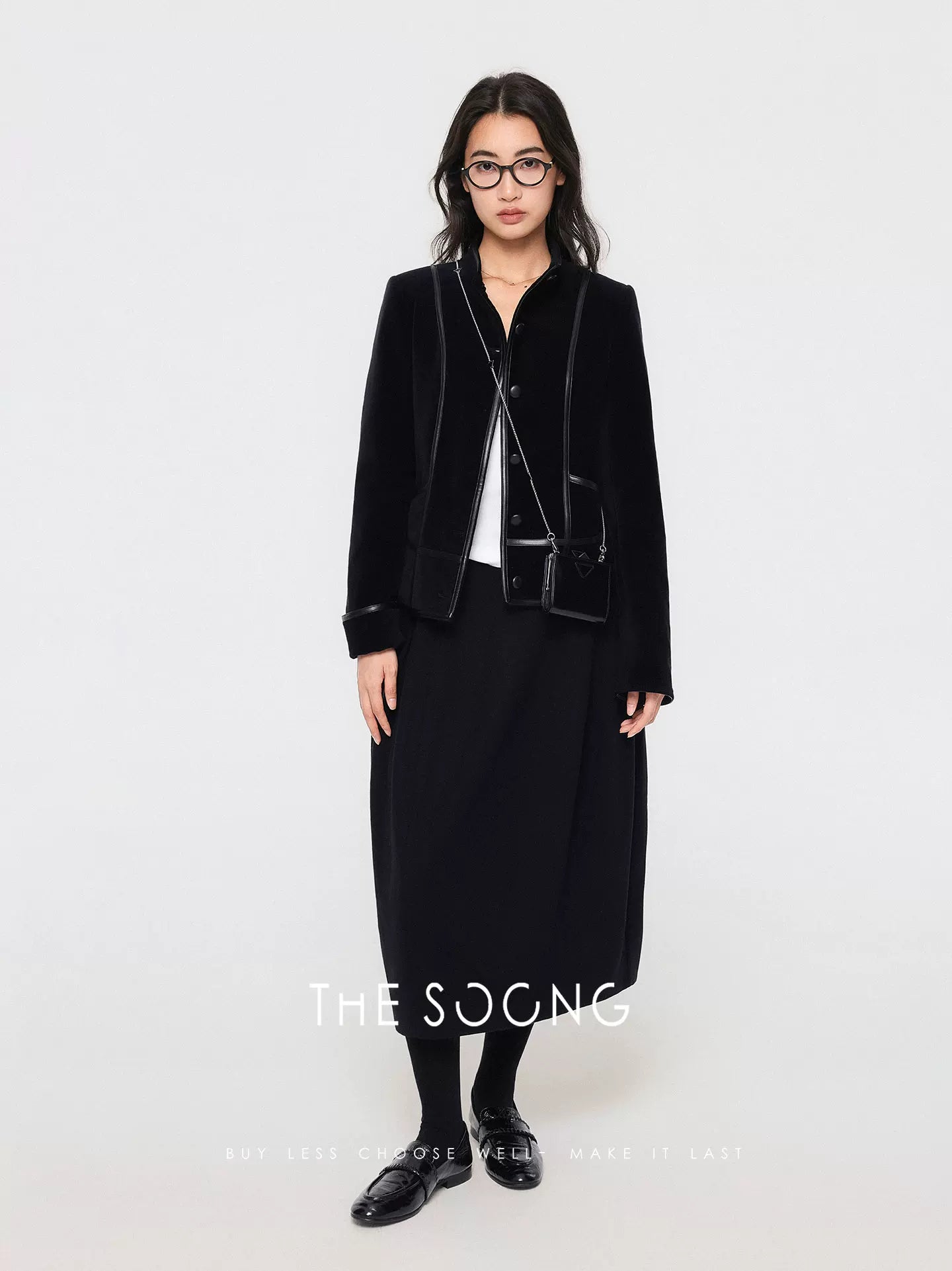 THESOONG/Autumn and Winter 100% Wool Elastic Waist Slightly Stretch Thickened Mid-Length Waist-Drawstring Balloon Skirt 7856