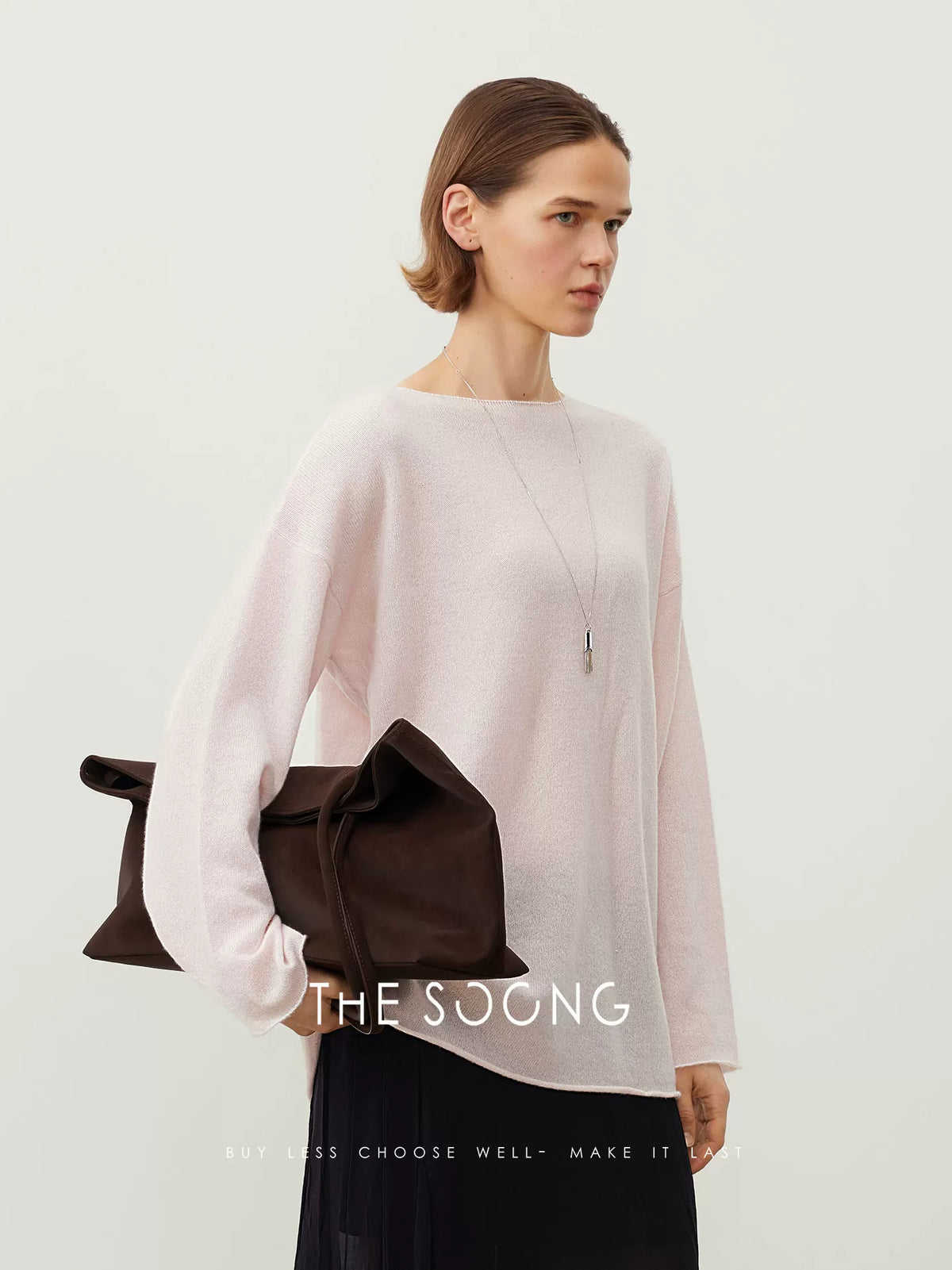 【Clearance 3】100% Pure Cashmere Kangsaini Base Shirt for Women, 226g Ultra-fine Thin Loose Lazy-fit 7585