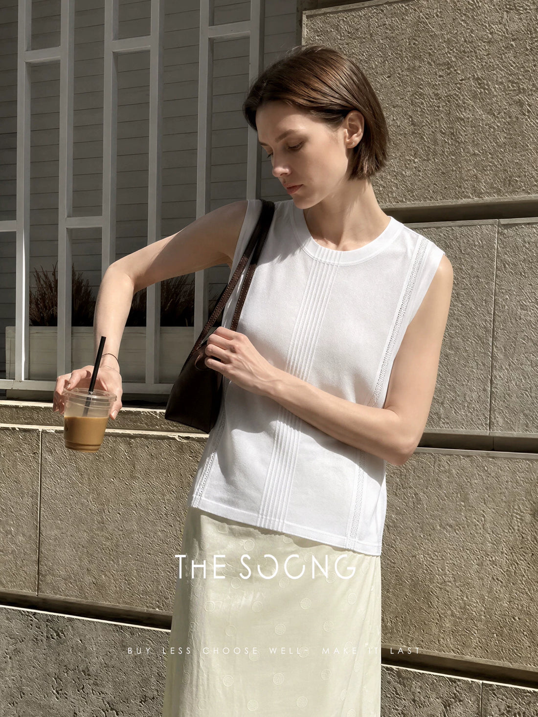 THESOONG / 100% linen sleeveless vest for women, summer round neck, loose and slimming workwear top HWBX9385