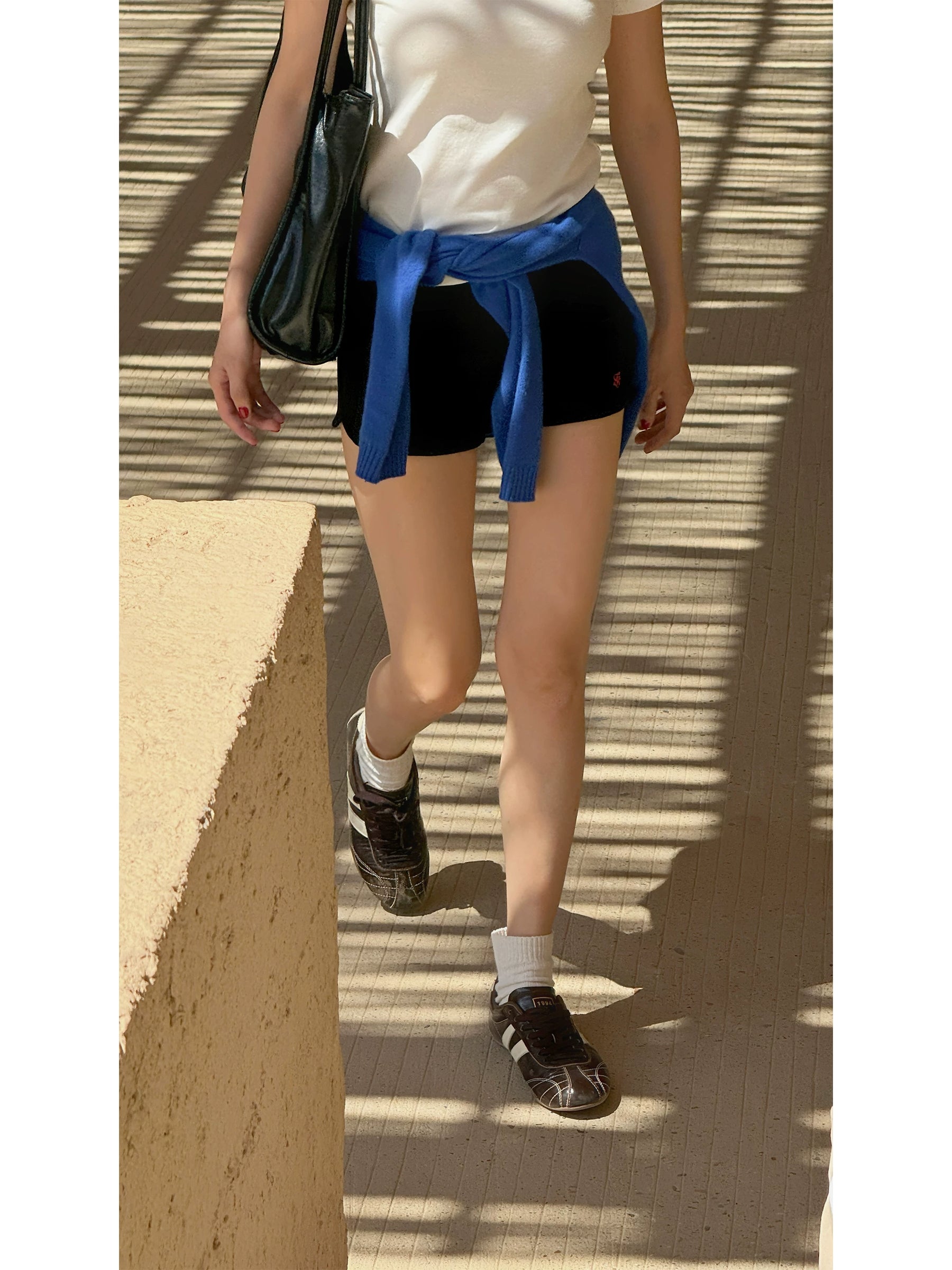 THESOONG/Hot Shorts Cross Rib High Elastic Cotton Spandex, Wash-Resistant and Wear-Resistant, Mid-Waist, Can Be Worn Outdoors Home Shorts 9055