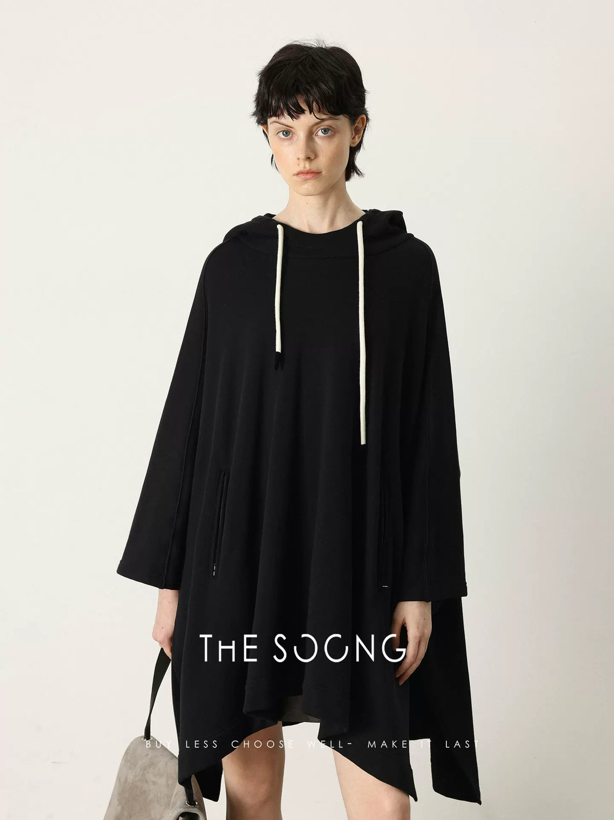 [Clearance 3] Serene Ergonomic Pure Cotton Ultra-Fine Four-Line Crochet Mid-Long Hooded Sweatshirt 7288