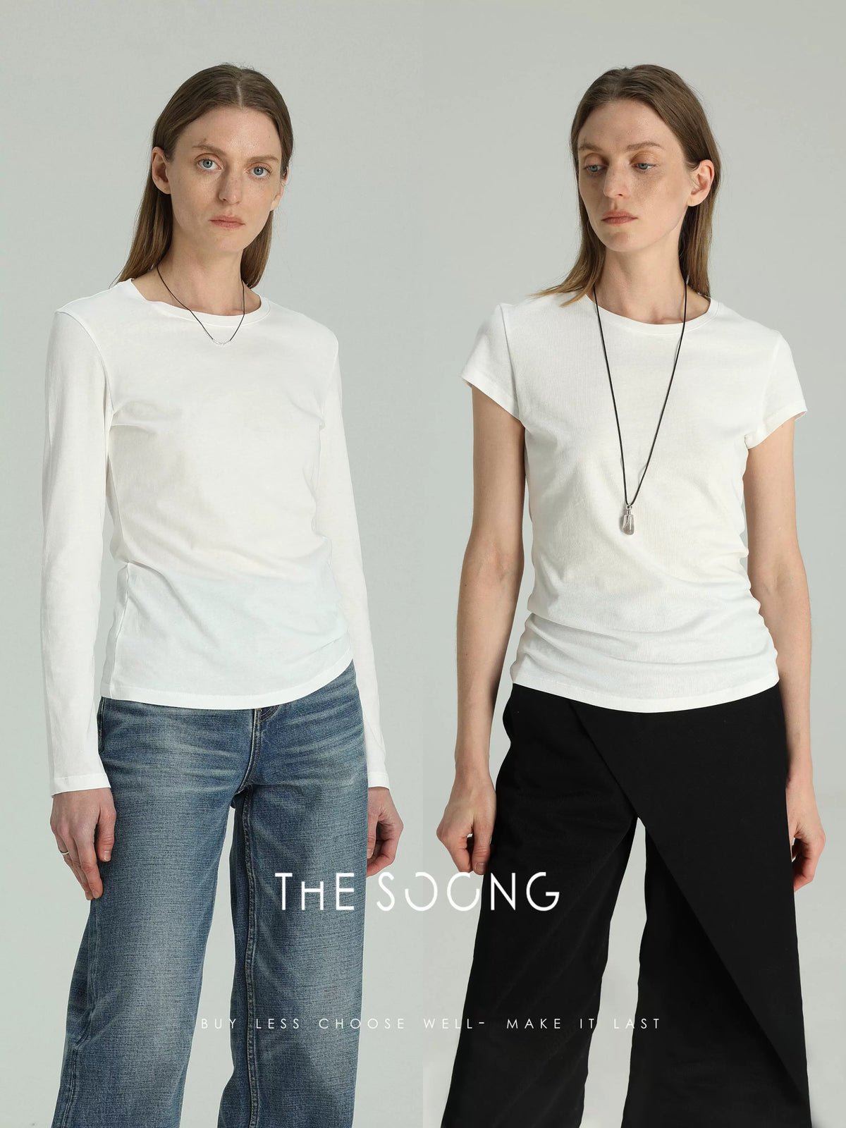 THESOONG/ Several pieces per person classic white basic skin-feel long-sleeve minimalistic crewneck T-shirt for women