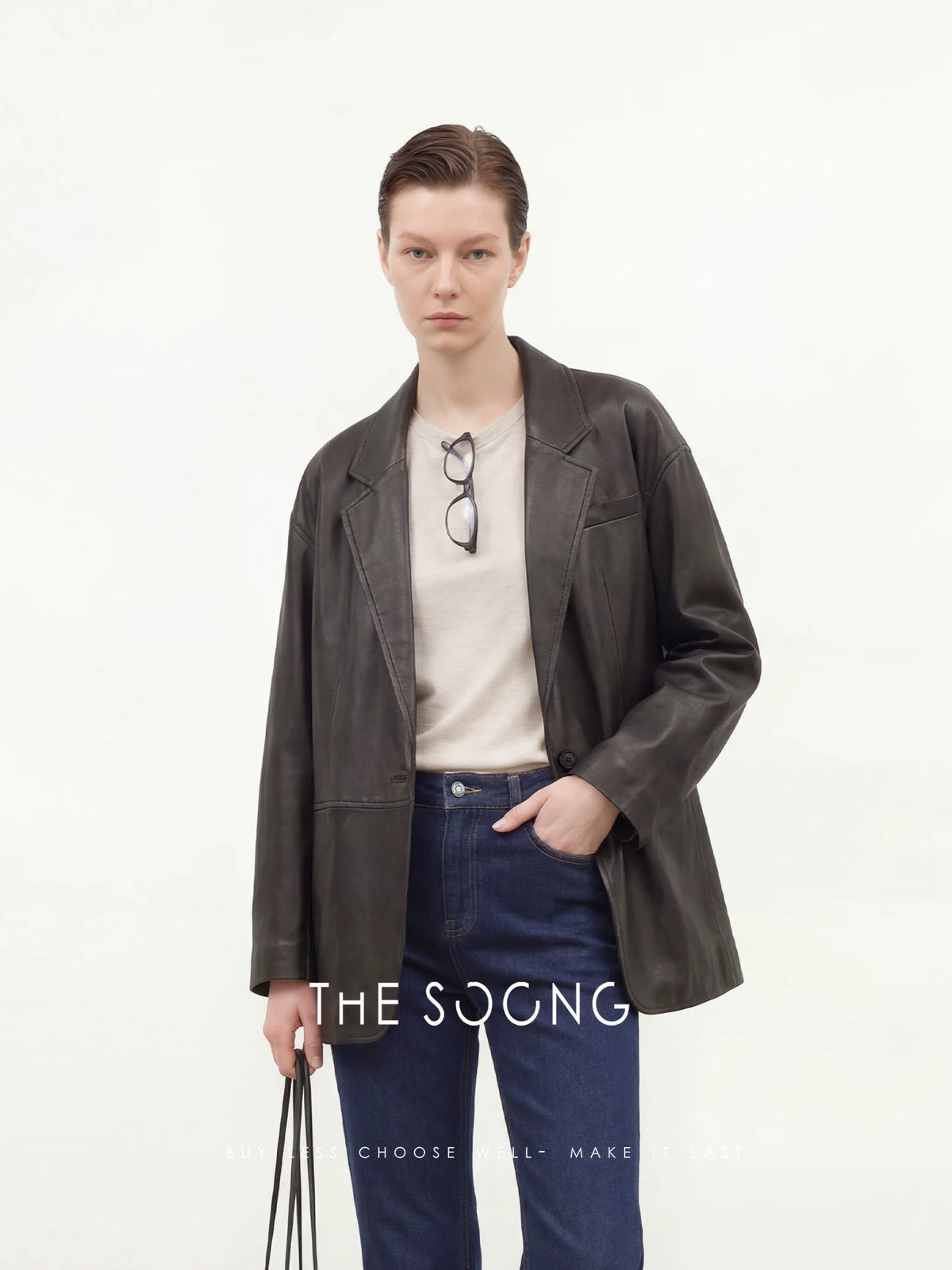 THESOONG/Craftsmanship Piyu Hand-Cut 100% Sheepskin Blazer Collar Women's Leather Jacket 8672
