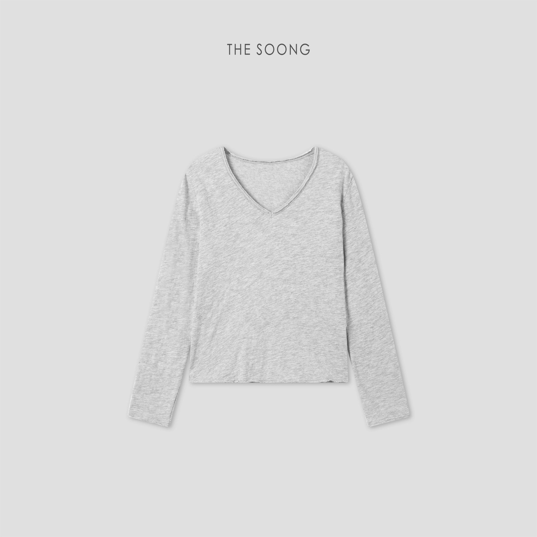 THESOONG/Snow Velvet Early Autumn New Pure Cotton Brushed Soft V-Neck Long-Sleeve Base Shirt Top for Women 9047