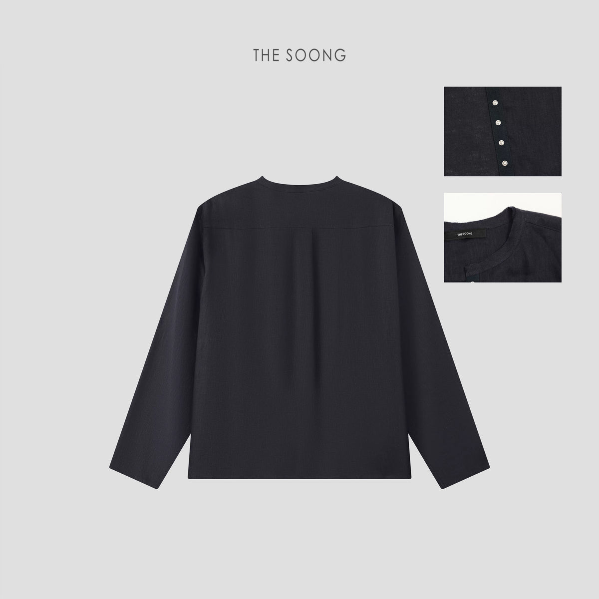 THESOONG/Relaxed Minimal High-Support Rain Dew Linen Washed Bamboo Slub Textured Draped Shirt Jacket for Women 8671