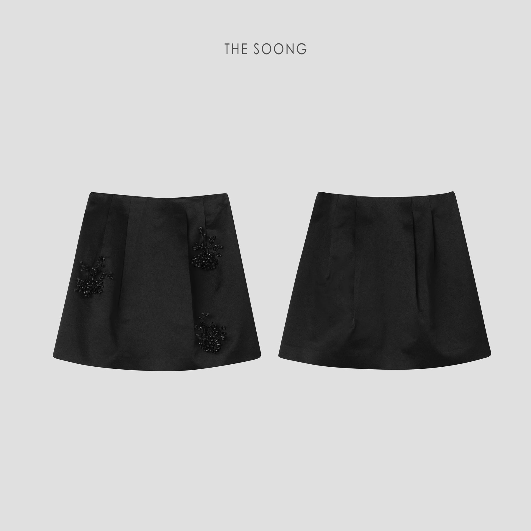 THESOONG/Roman Holiday Triple Acetate Three-Dimensional Beaded Shiny Mid-Waist Skirt 6277