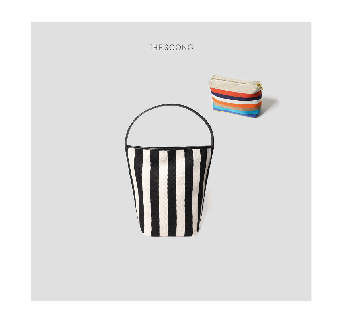 THESOONG / Zebra Canvas Bag Classic Large-Capacity Lightweight Versatile Top-Grain Leather Striped Shoulder Bag 6678
