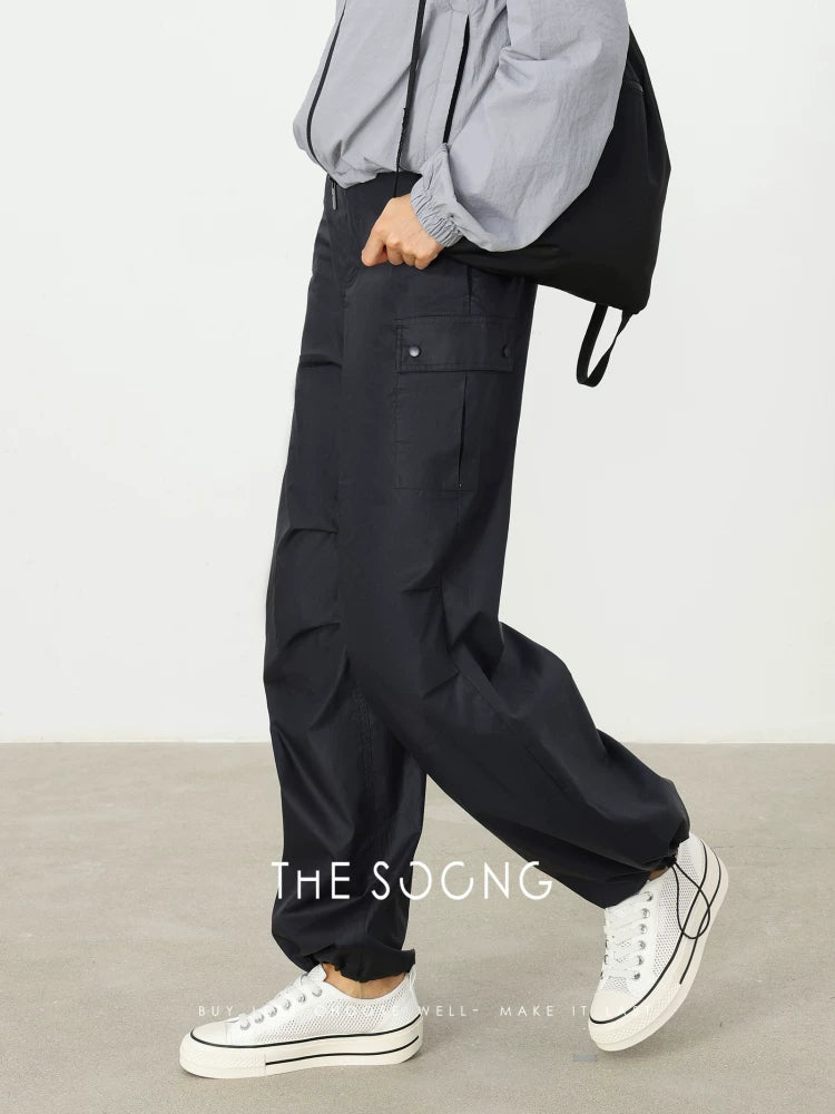 THESOONG/Relaxed New Chapter Summer 100% Cotton Comfortable Breathable Drawstring Hem Casual Work Pants 6480