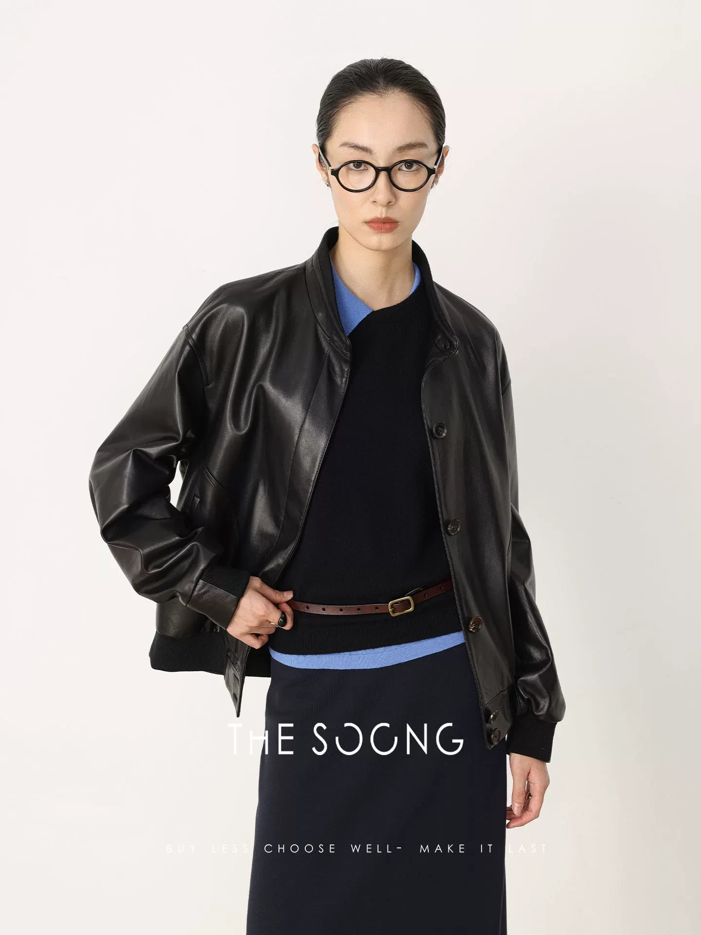 THESOONG/Blue Mood Henry Cashmere and Mulberry Silk Stretch Textured Short Sleeve Polo T-Shirt 6539