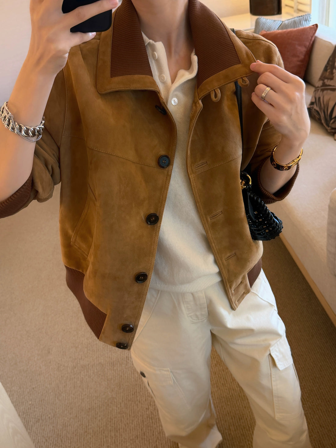 THESOONG / Spring New Ethiopia Imported Hybrid Sheepskin Suede Women's Leather Jacket 8572