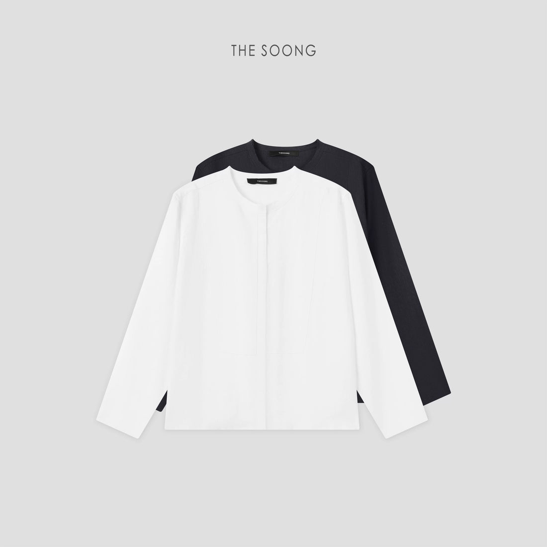THESOONG/Relaxed Minimal High-Support Rain Dew Linen Washed Bamboo Slub Textured Draped Shirt Jacket for Women 8671