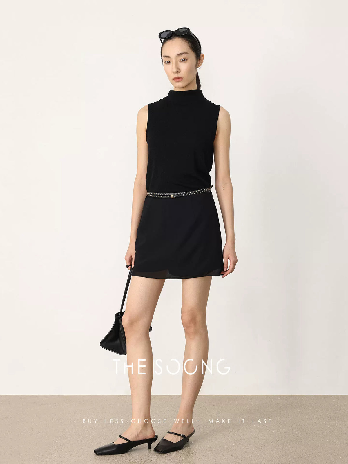 THESOONG / Spring new loose A-line skirt for women, elastic waist, slim and flattering short skirt, half-length skirt HWQZ8721