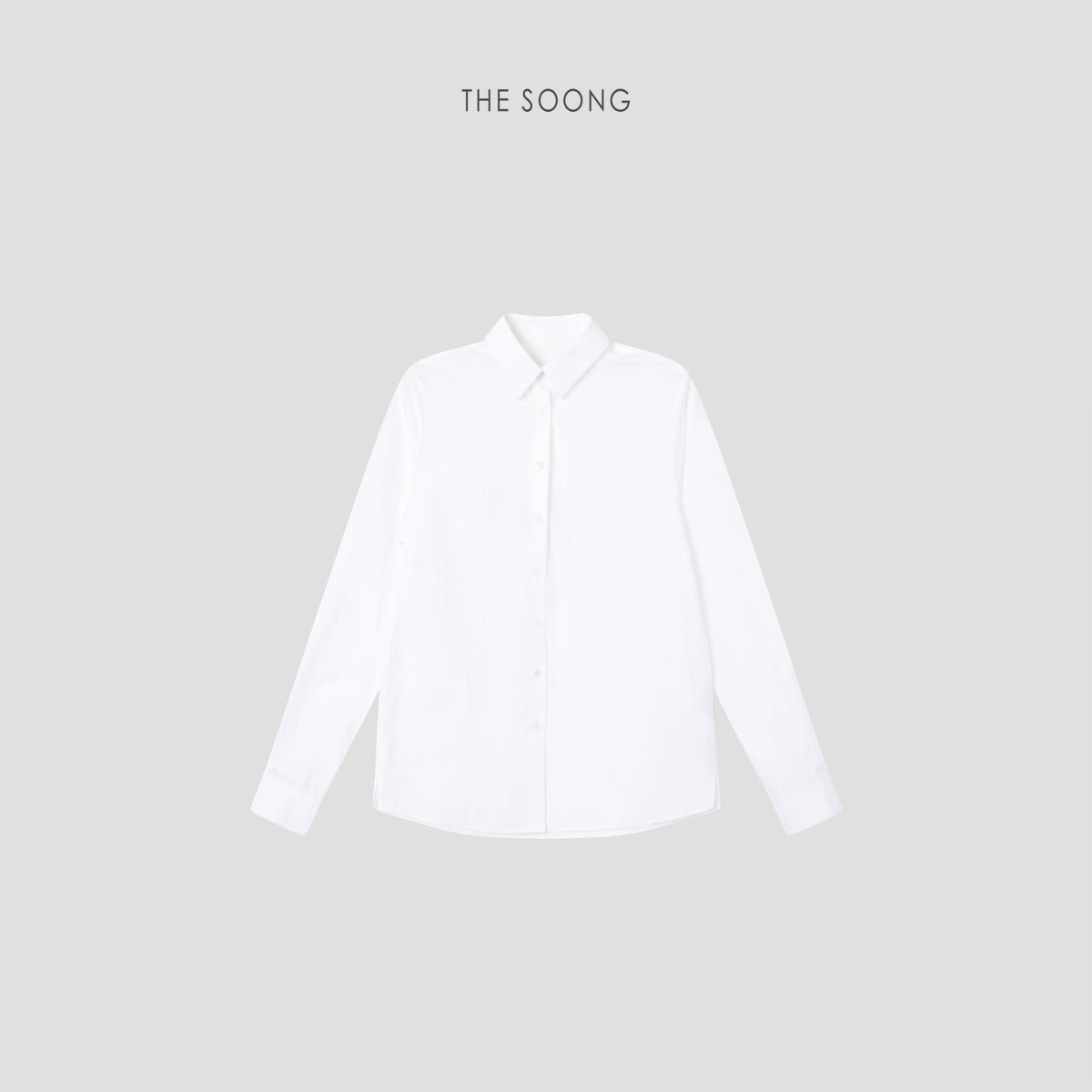 THESOONG/Bony Shirt Long-Staple Cotton Crisp Enzyme-Washed Full-Seam Shell Button White Shirt for Women 9342