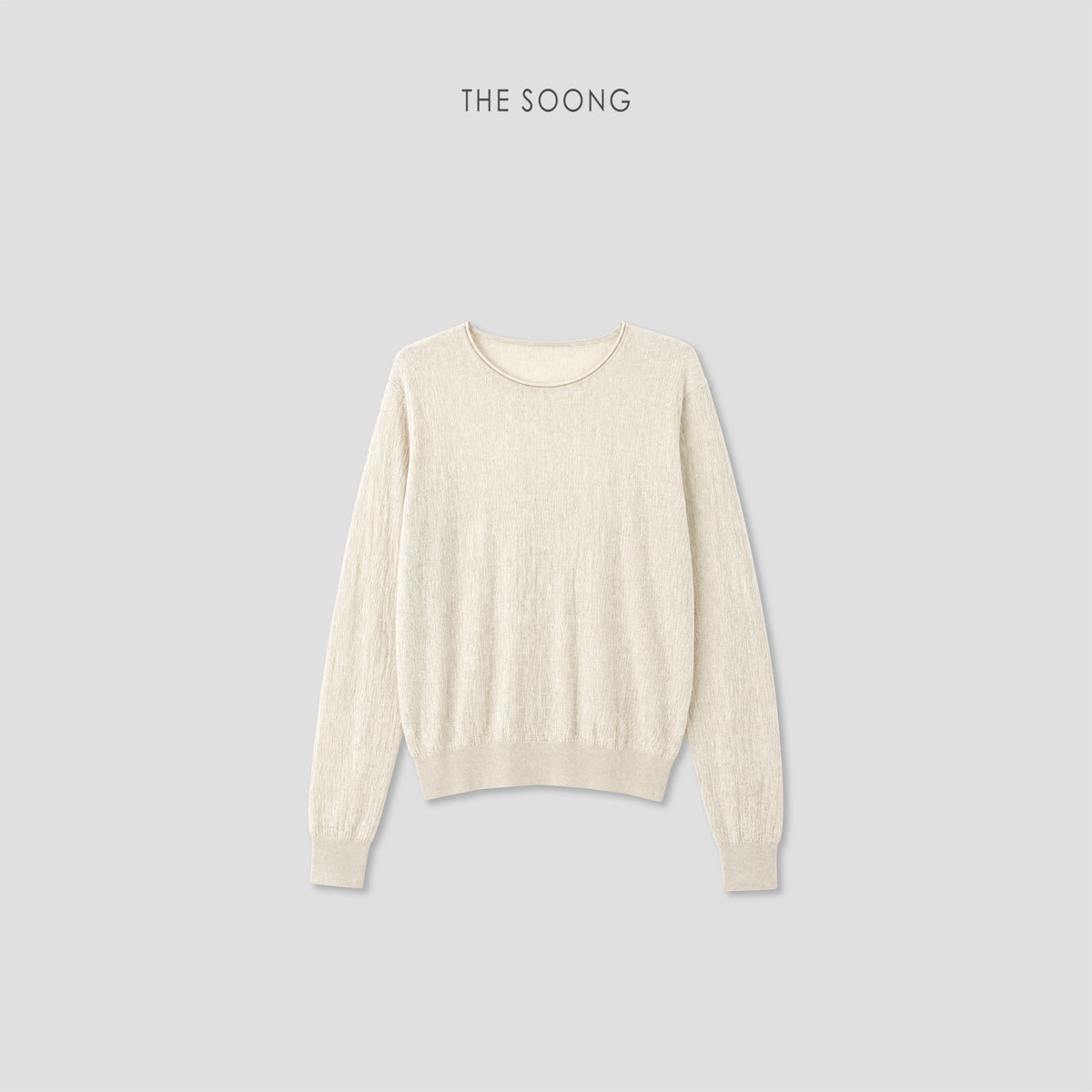 THESOONG/Summer Thin Tencel Acetate Smooth Draped Women's Long-Sleeve Round-Neck Shirt 9217