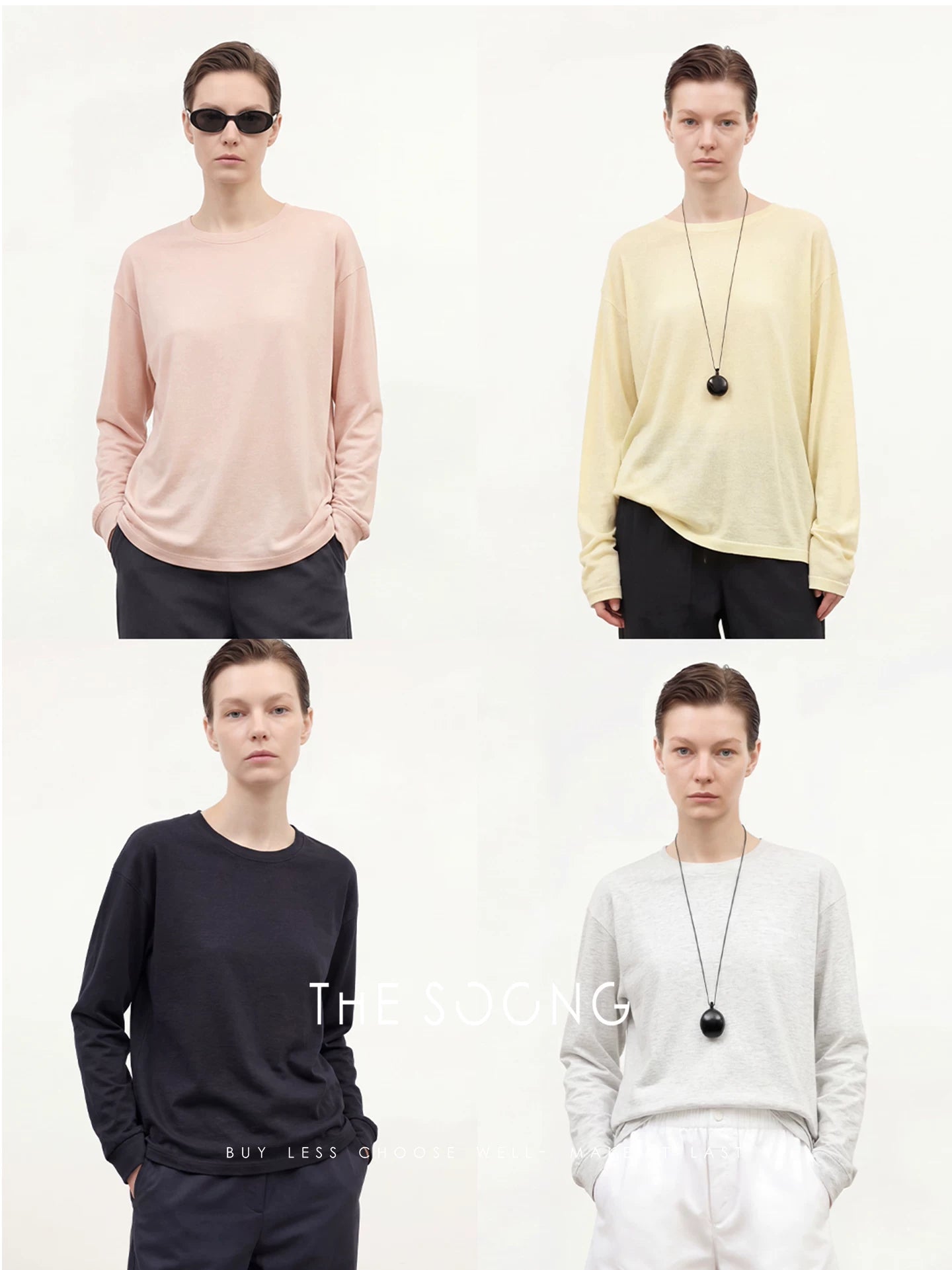THESOONG/Lightweight Texture 100% Pure Cotton Summer Snowflake Texture Thin Round Neck Long Sleeve T-Shirt for Women 8884
