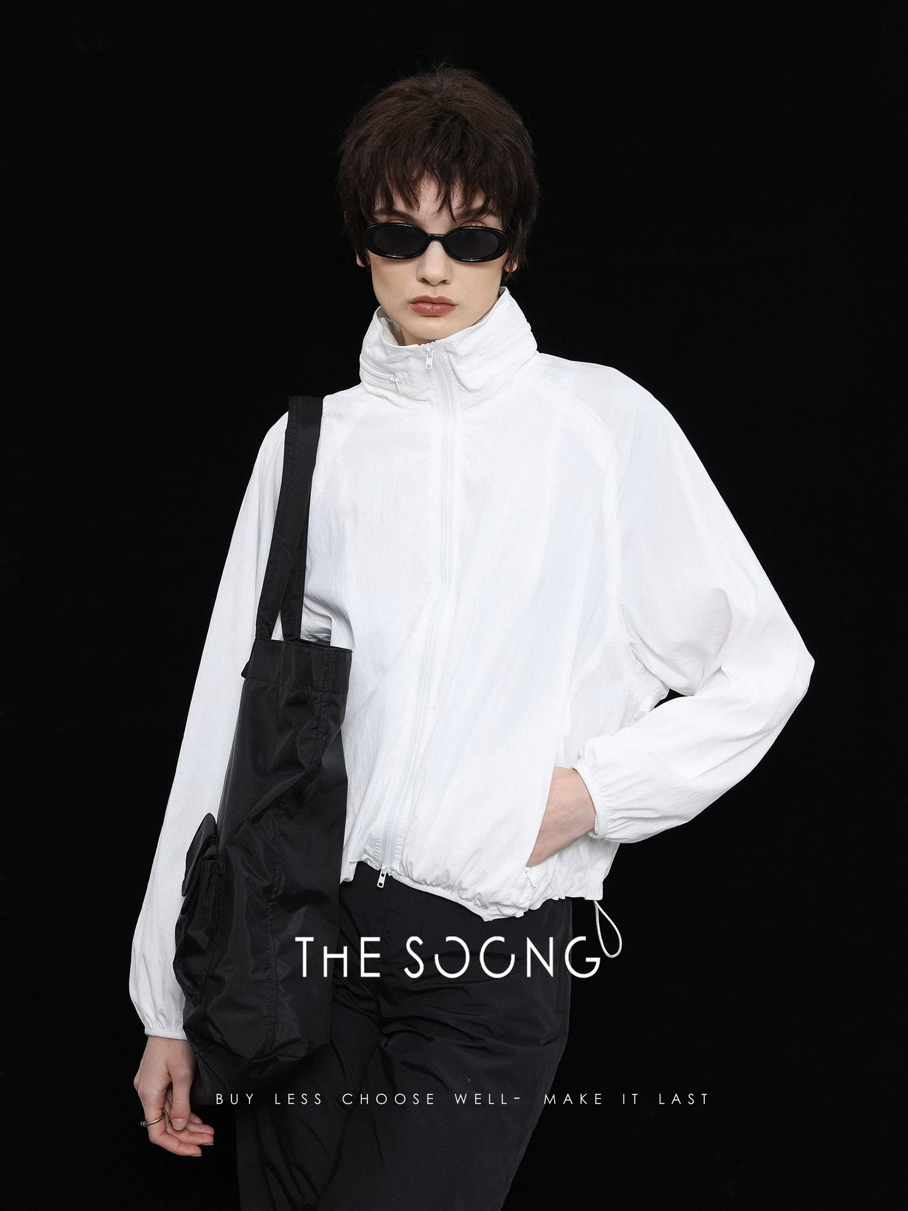THESOONG/breeze blowing, simple, lightweight, breathable thin Tencel sun-protective versatile zipper short jacket