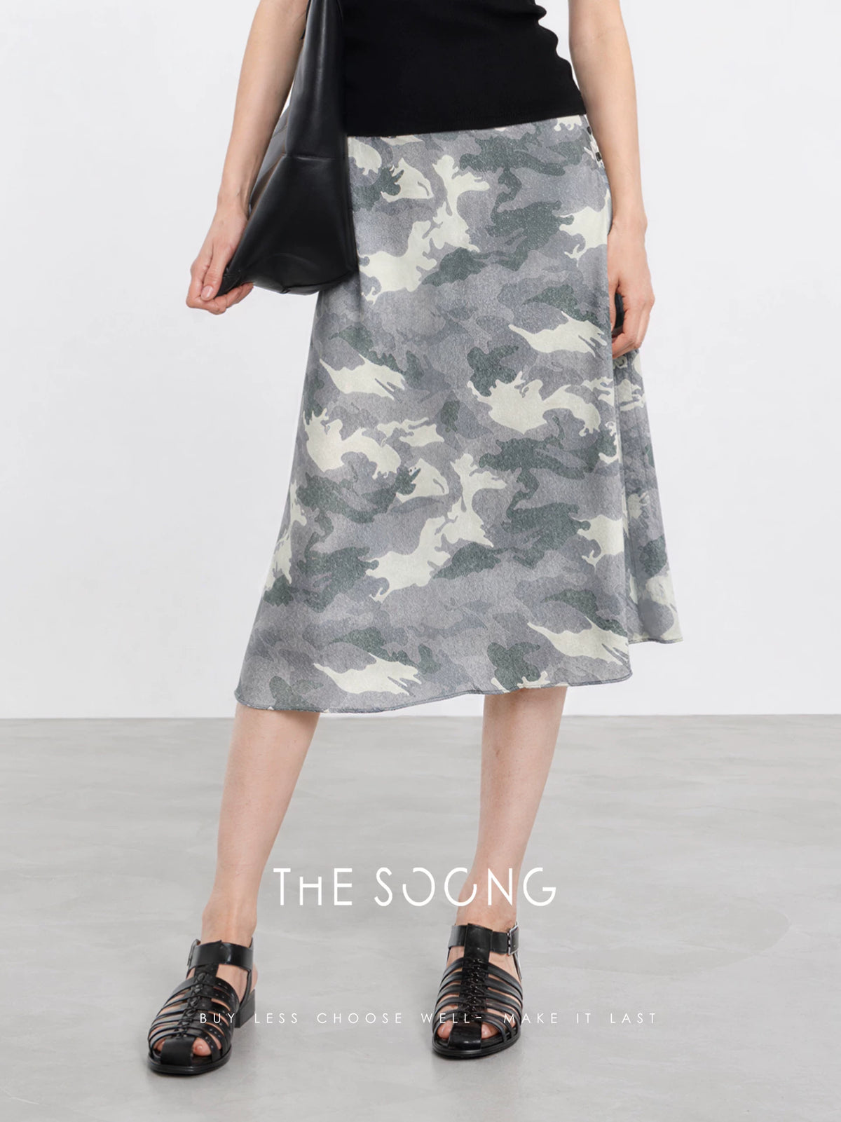 THESOONG/Camouflage Print Mermaid Hem Skirt Women's Summer High Waist Slim Relaxed Mid-length Skirt 9413
