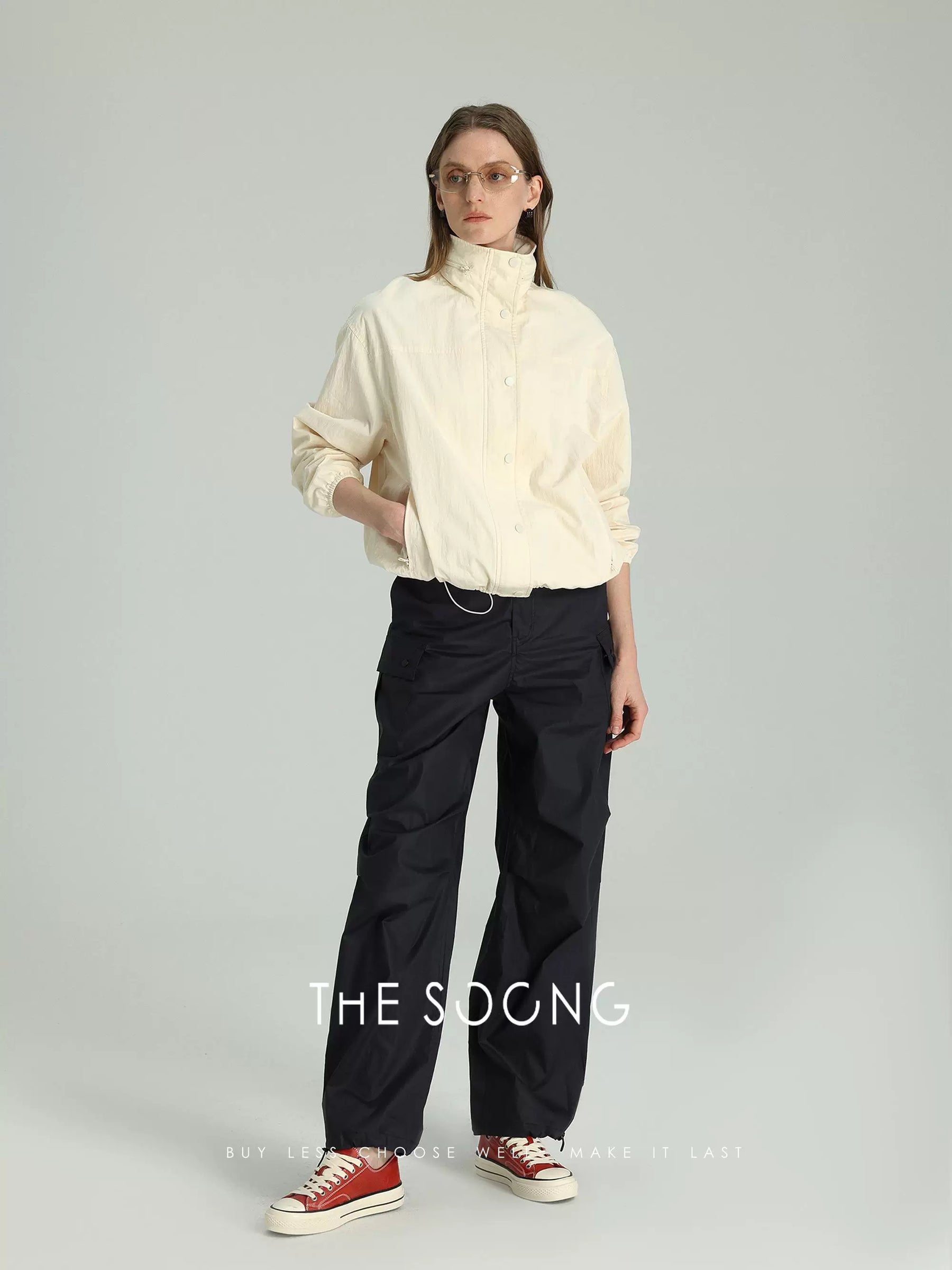 THESOONG/Relaxed New Chapter Summer 100% Cotton Comfortable Breathable Drawstring Hem Casual Work Pants 6480