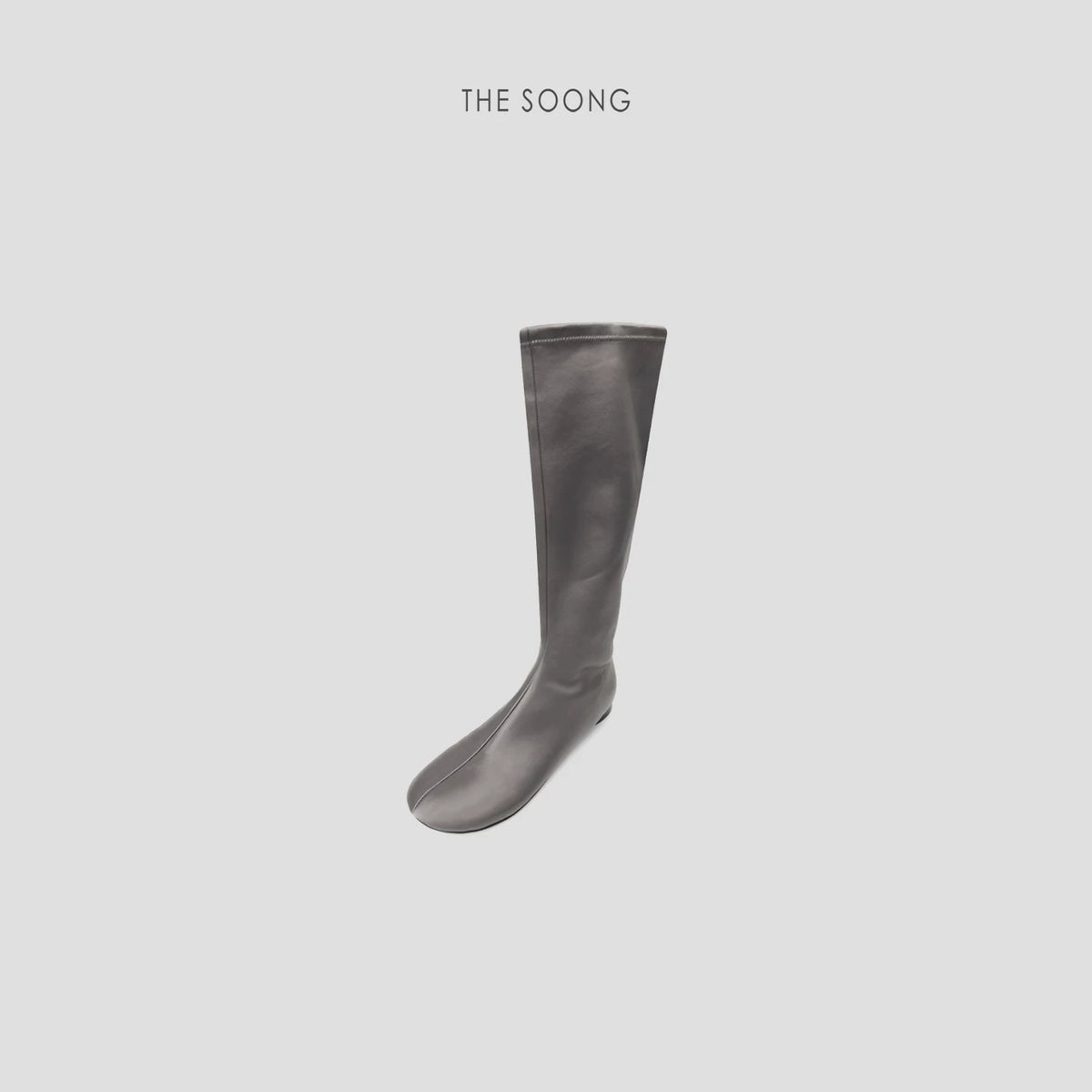 THESOONG/Luxurious flowing stretchy silk satin glossy pointed mid-calf boots 7570