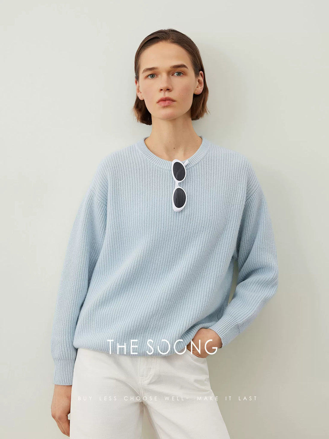 THESOONG/Autumn and Winter Sheep Wool Cashmere Sweater Women Crew Neck Knit Base Shirt HLMY6902