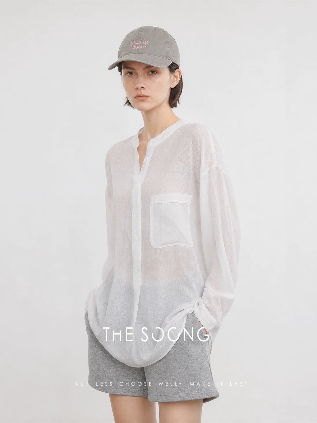 THESOONG / 100% linen shirt for women, summer loose long sleeve, stone-washed soft sun-protection top HWCS9382
