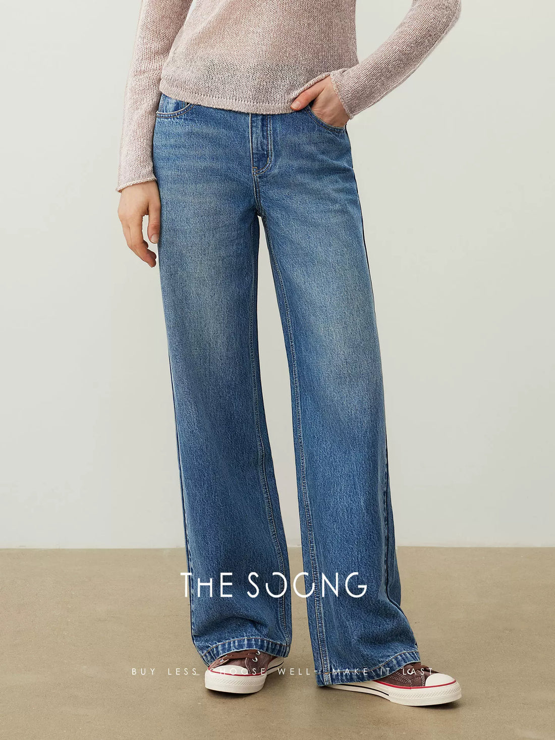 THESOONG/蓝牛括号裤 土耳其进口面料100棉直筒牛仔裤女耐磨7276