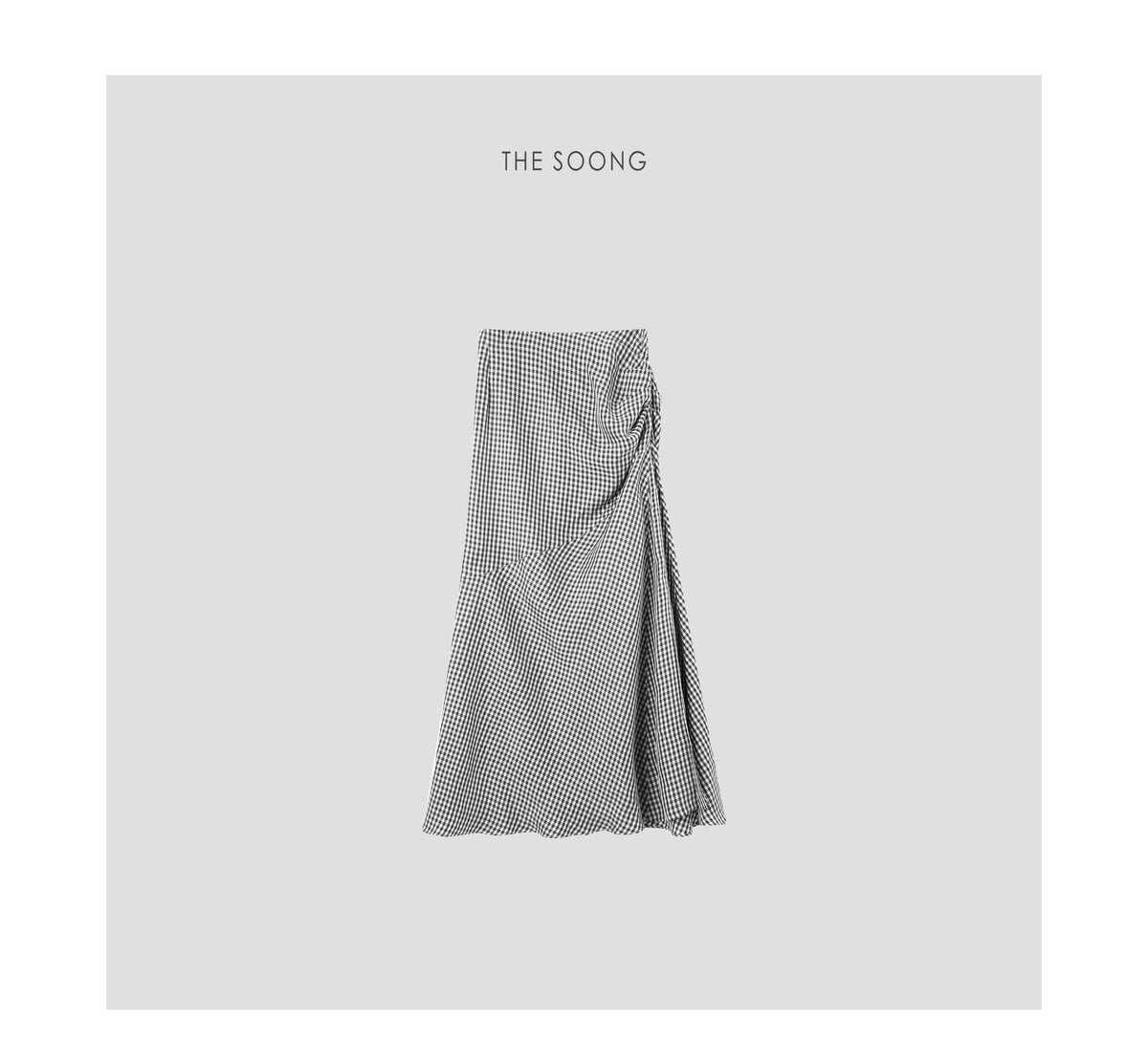 THESOONG / Plaid Skirt Copper Ammonium Fiber Cool Touch Summer High-Waist Draped Mermaid Half Skirt for Women Very Pretty