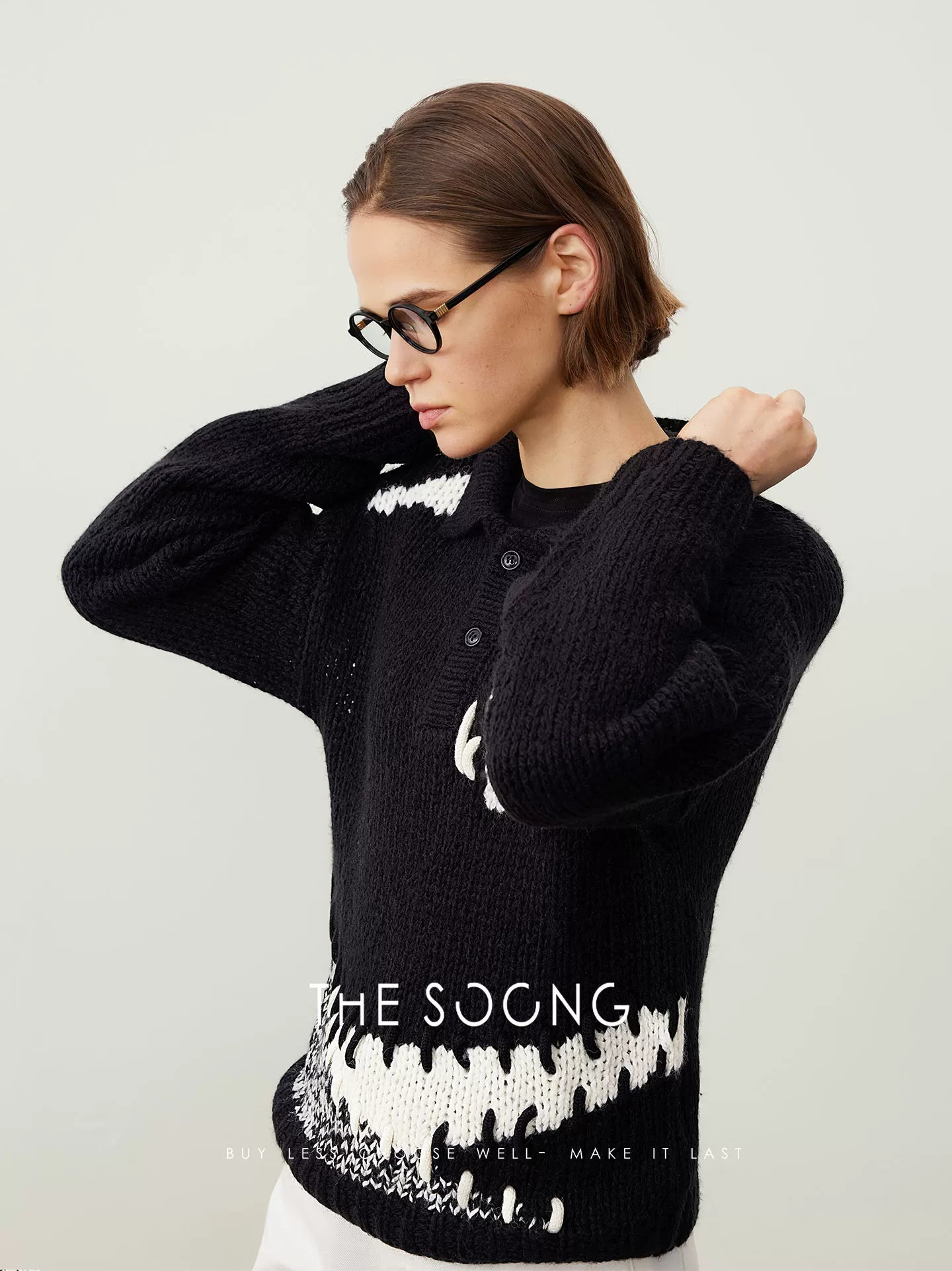 THESOONG/Sheep Wool POLO Collar Autumn/Winter Sweater Women Long Sleeve Pullover HBMY7211