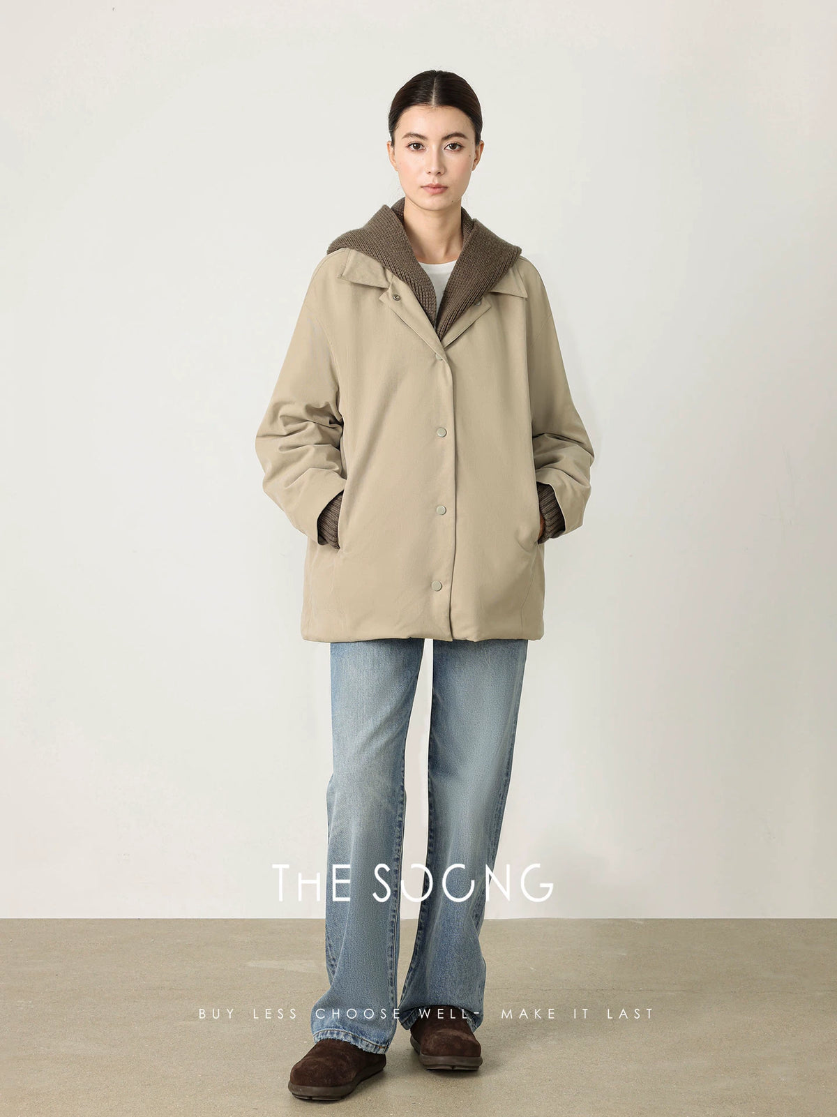 THESOONG/Autumn Winter Down Jacket Women 90% White Goose Down Detachable Hood Loose Warm Jacket 7820