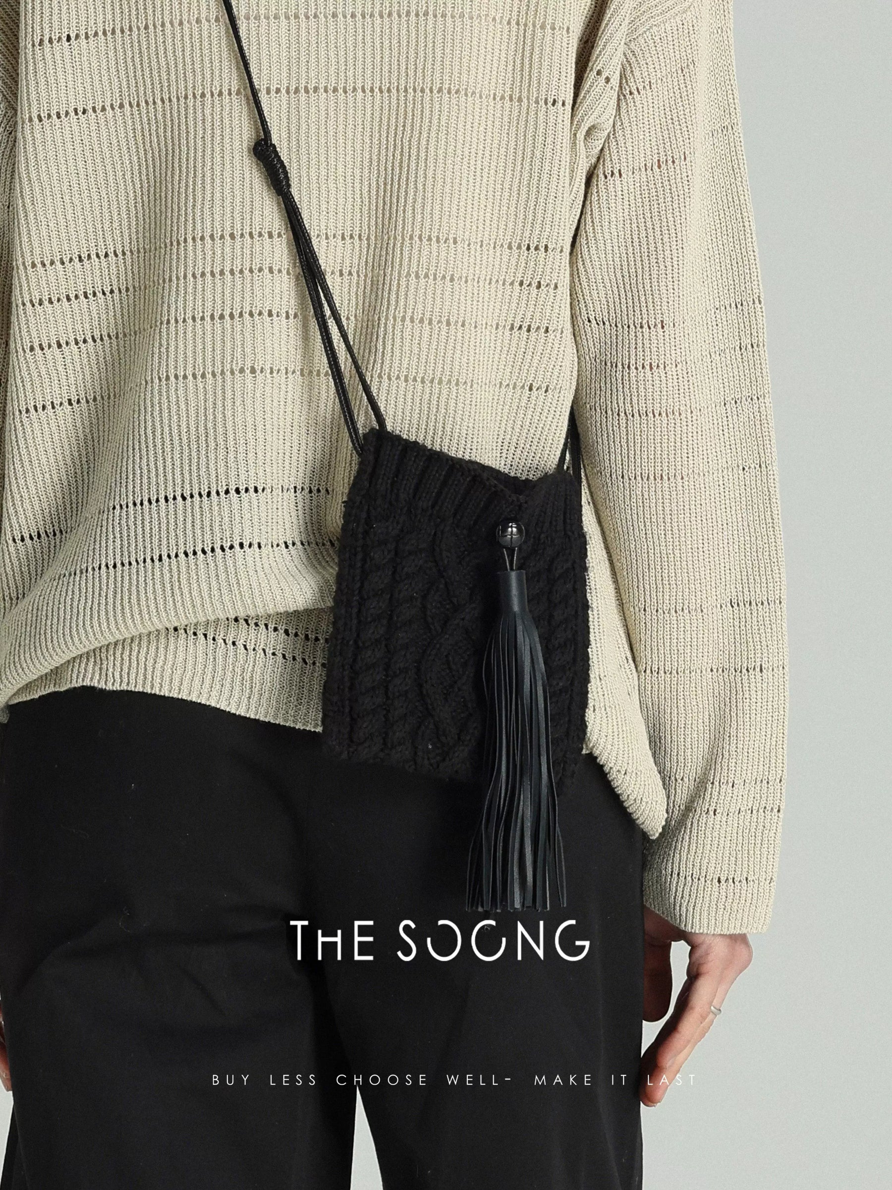 THESOONG/handmade series, adjustable multi-needle wool knit warm versatile shoulder bag 6051